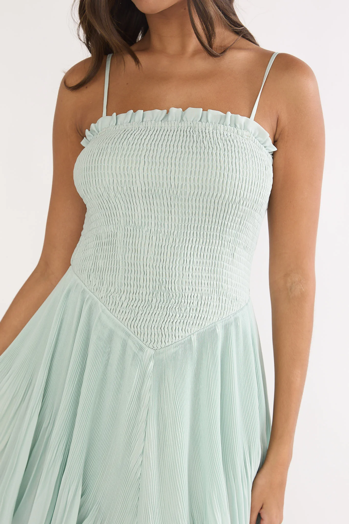 Delin Smocked Layered Maxi Dress Sage - luluinthesky