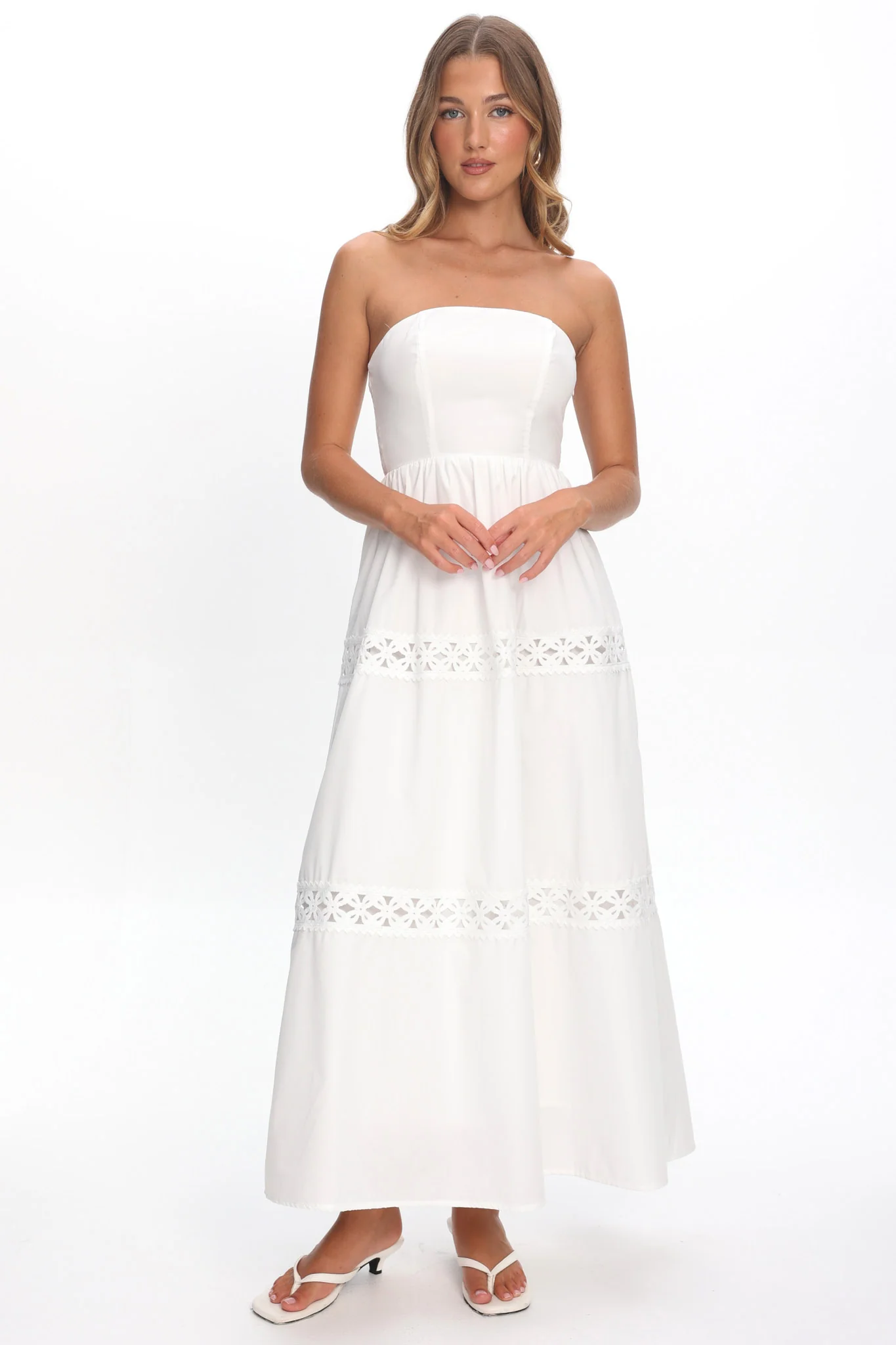 Kelita Strapless Maxi Dress White