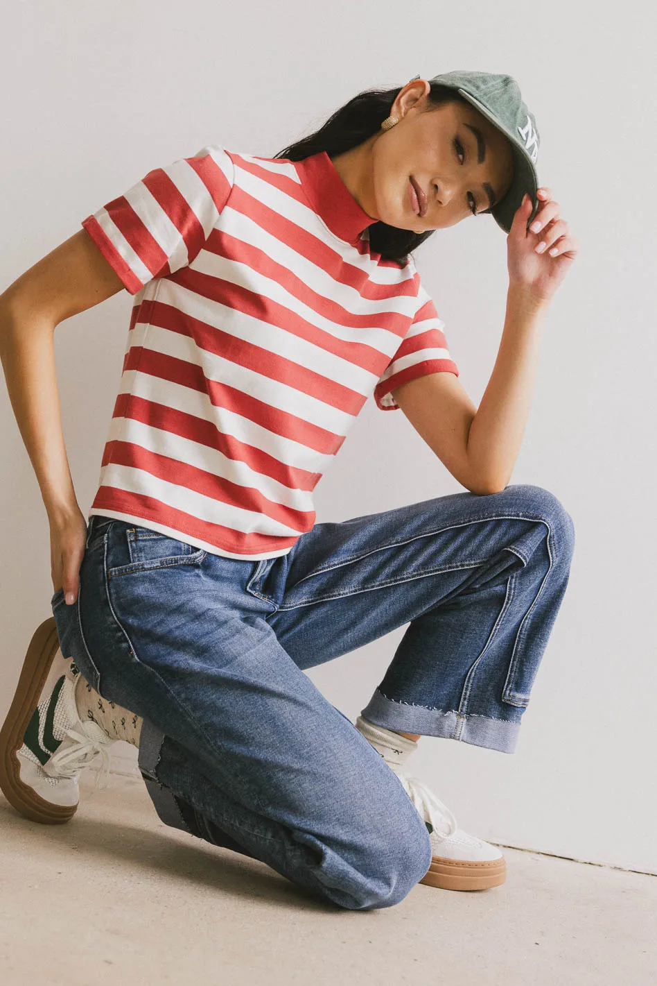 Grenna Striped Top in Red
