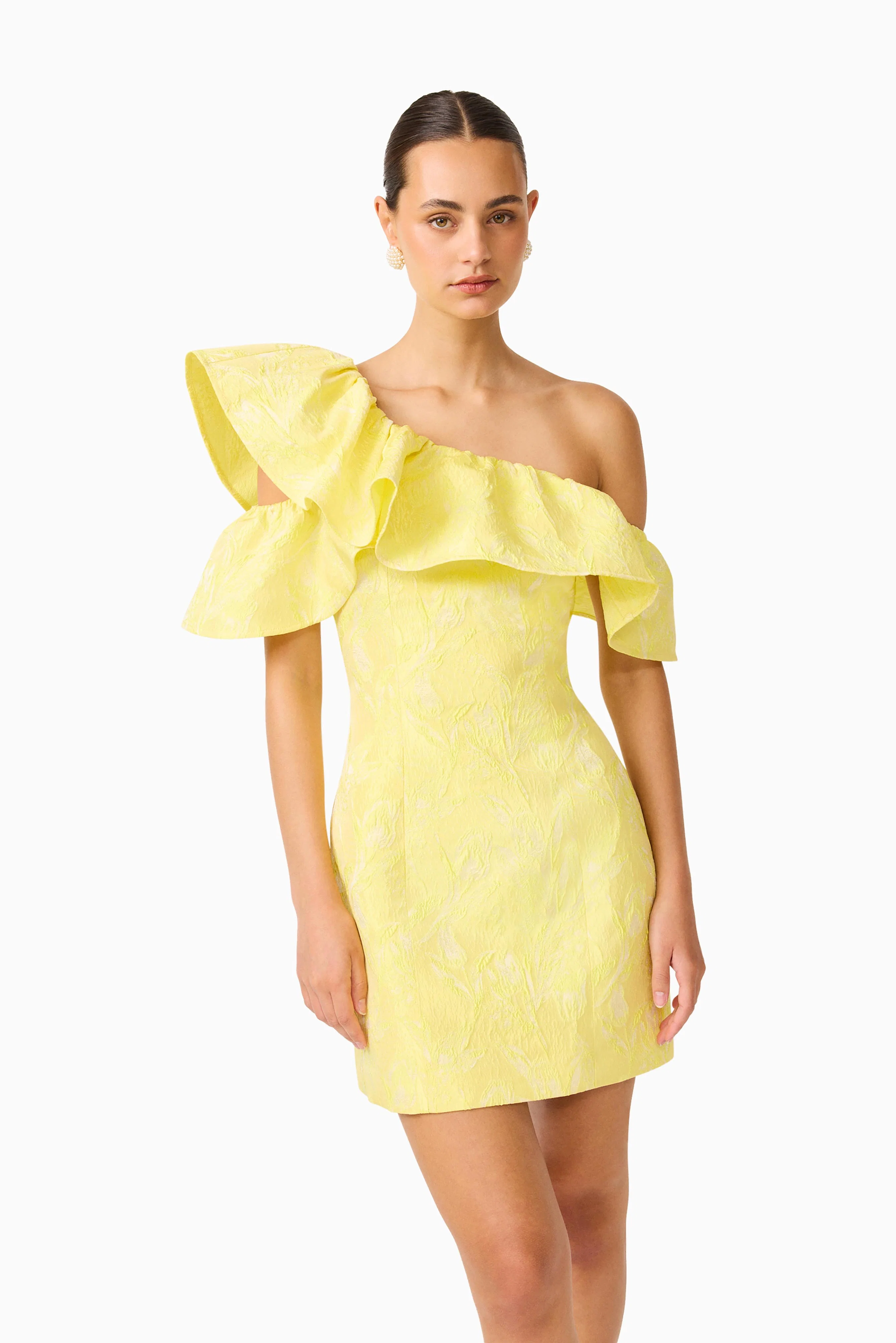 Luella One Shoulder Mini Dress in Yellow