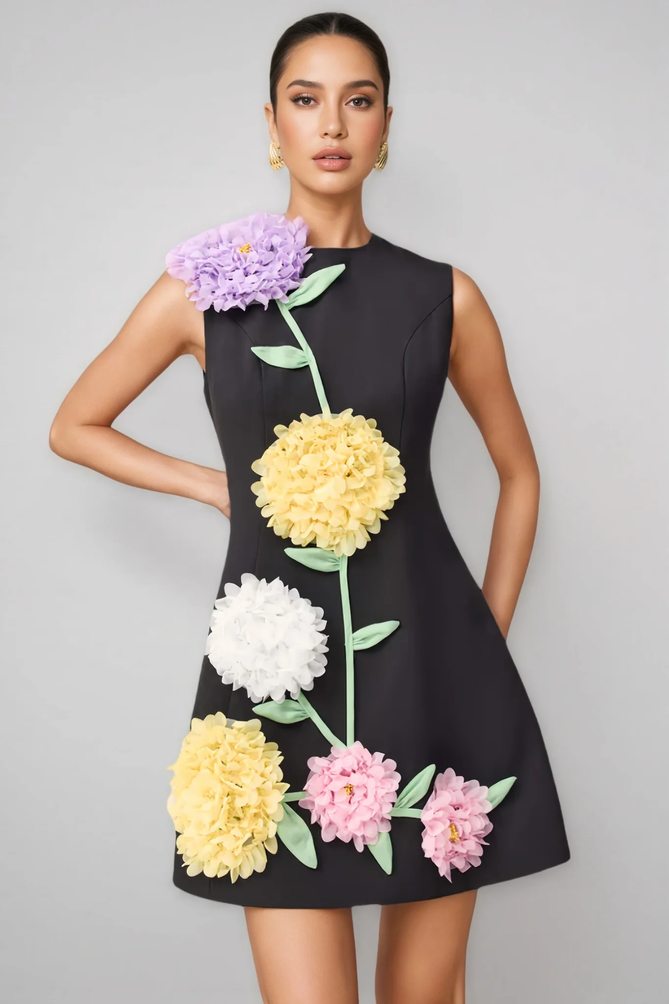 Codi Black Buttercup Embroidered Mini Dress - luluinthesky