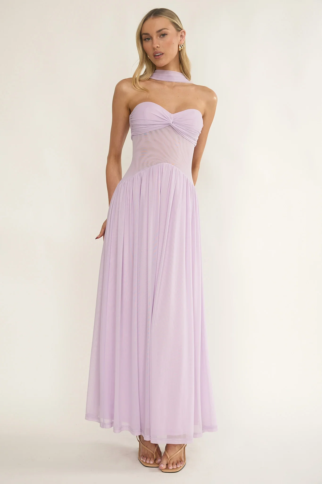 Annita Sheer Waist Maxi Dress Lilac