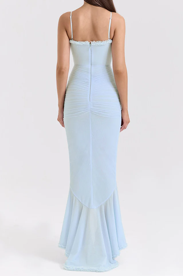 Apricot Ruffled Front Gown