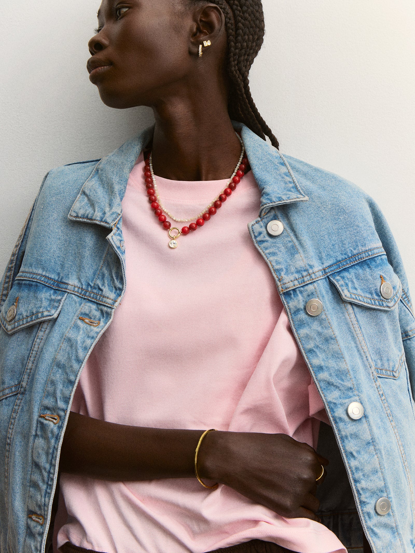 Janette Beaded Ring Necklace - Carnelian