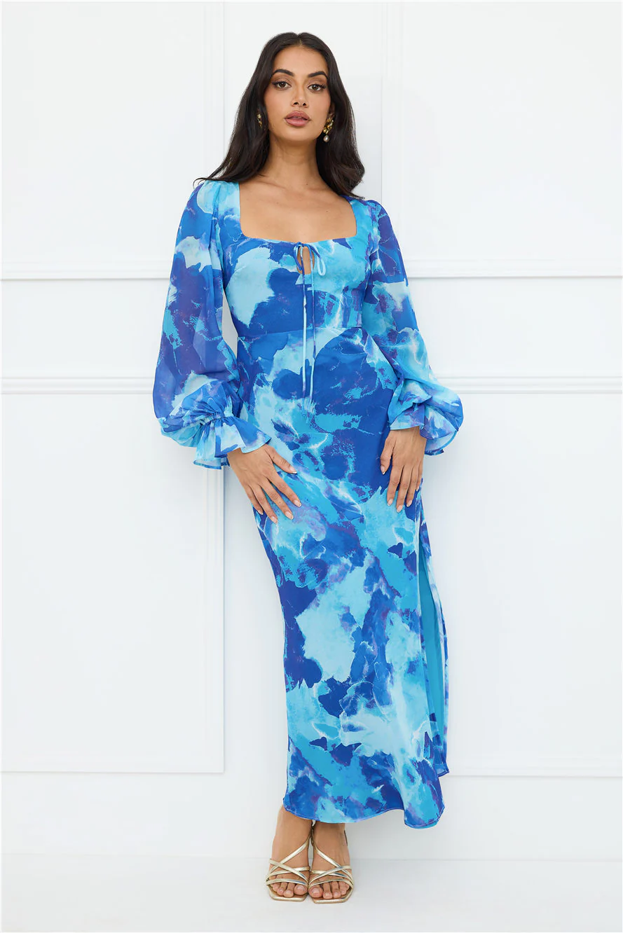 Petal Essence Maxi Dress Blue
