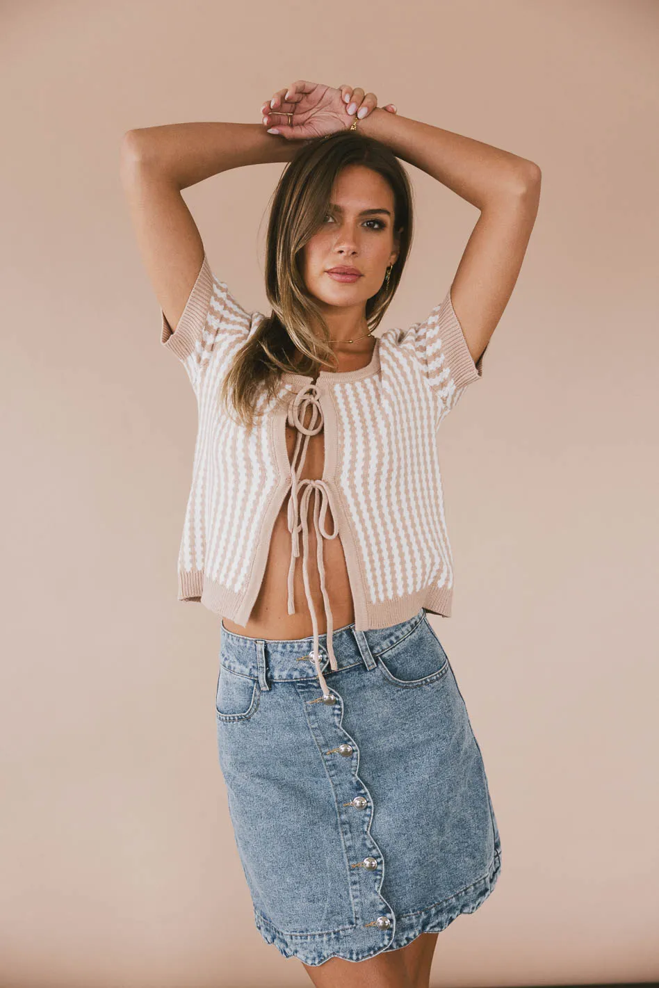Teddy Tie Front Cardigan in Taupe - FINAL SALE