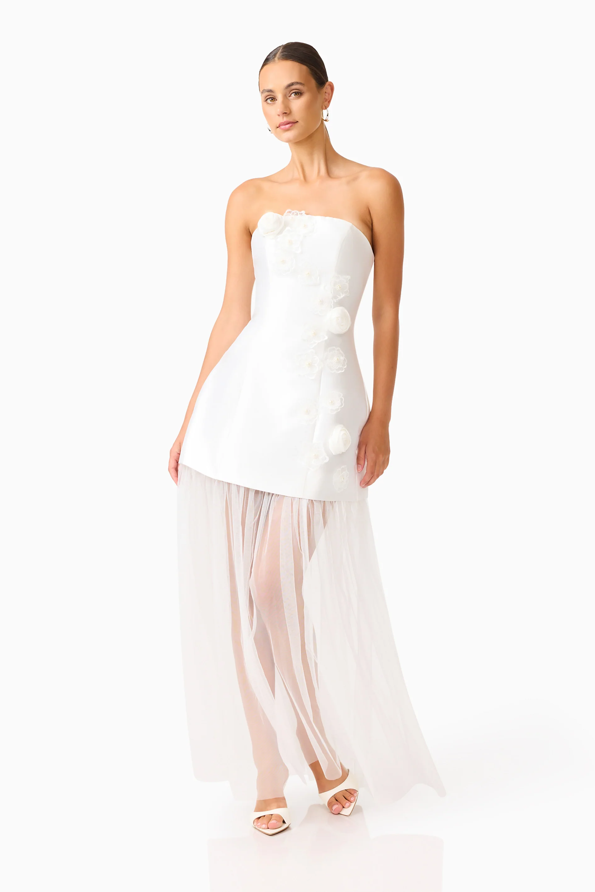 Oleander Strapless Maxi Dress In White