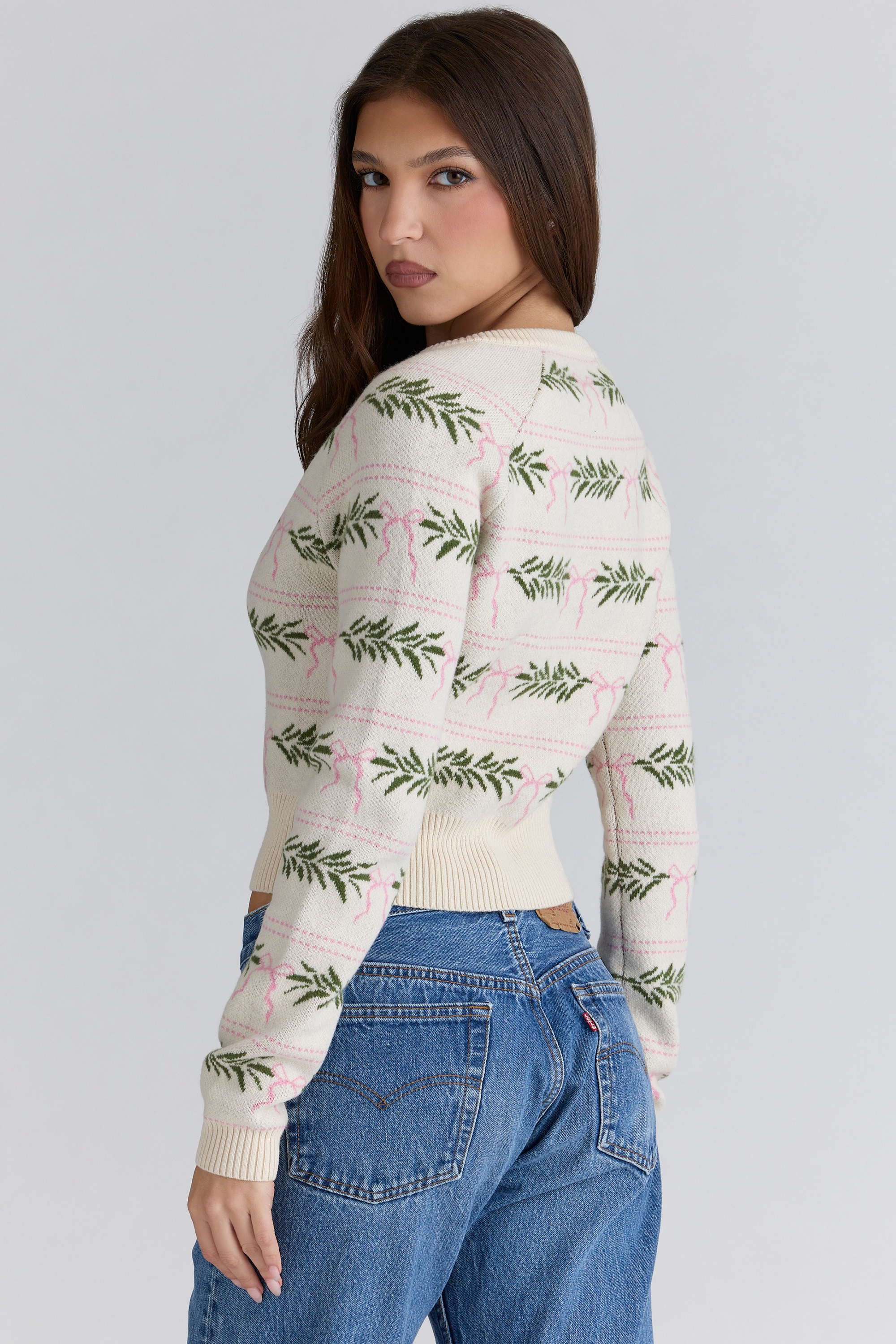 all over print wool cardigan