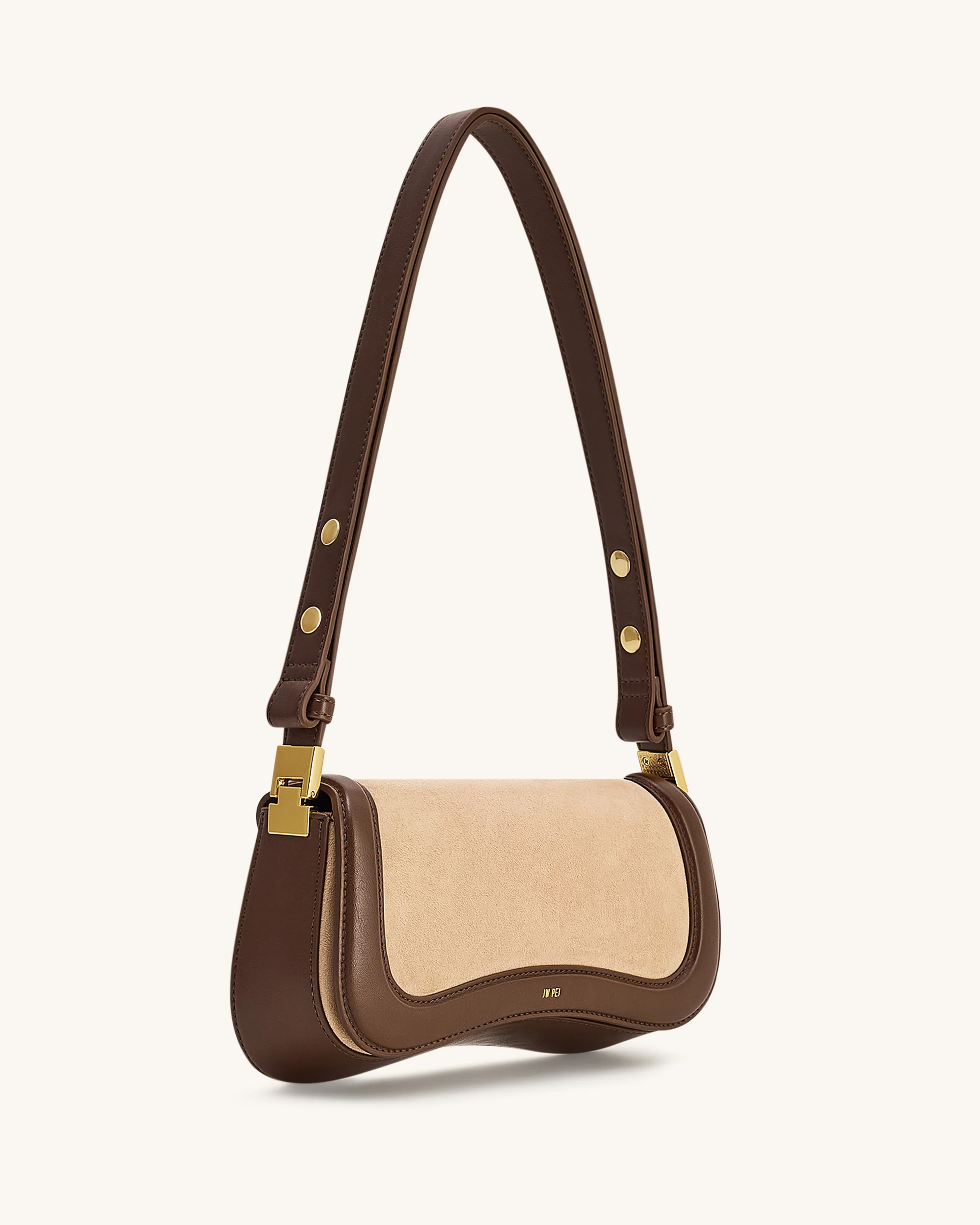 Joy Faux Suede Shoulder Bag - Khaki Brown