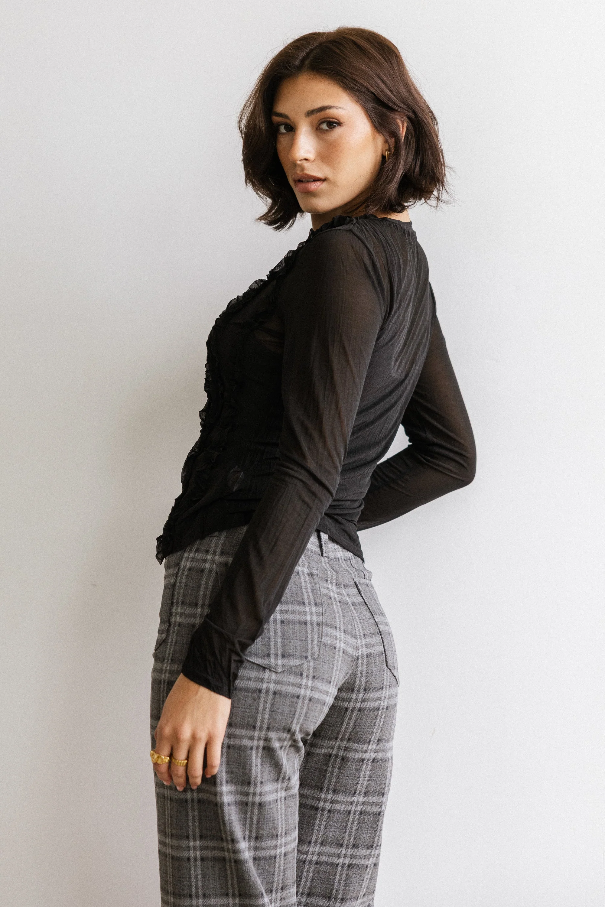 Marie Sheer Top in Black