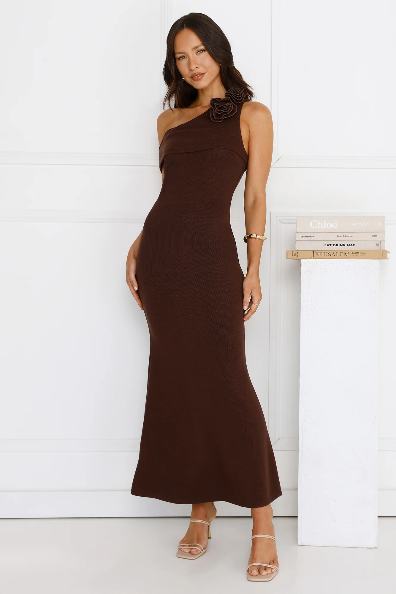 Softest Hour Off Shoulder Maxi Dress Brown