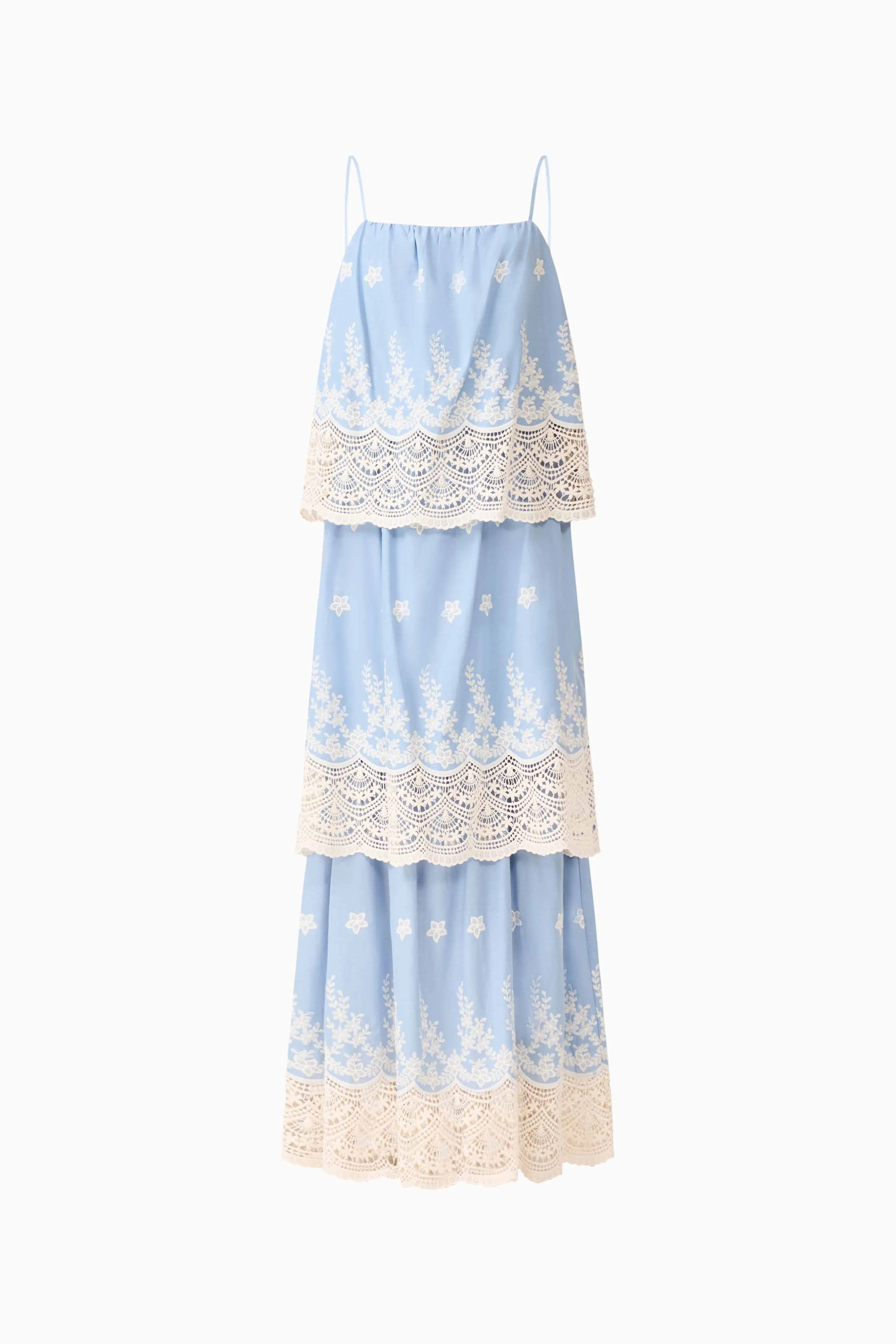 CURAAE Estella Maxi Dress in Blue & Cream