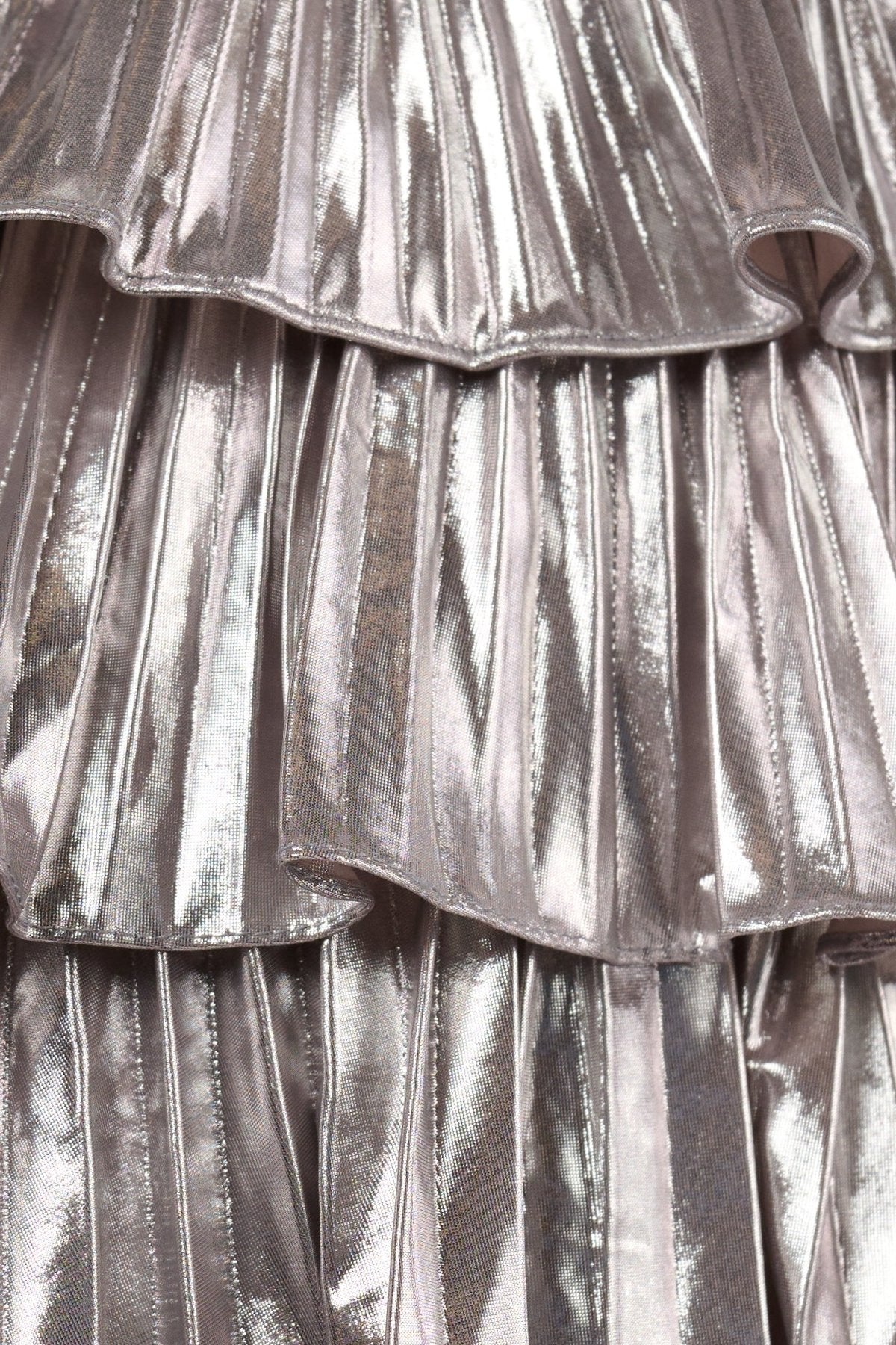 Gold Strapless A Line Metallic Tiered Homecoming Dress With Beading
