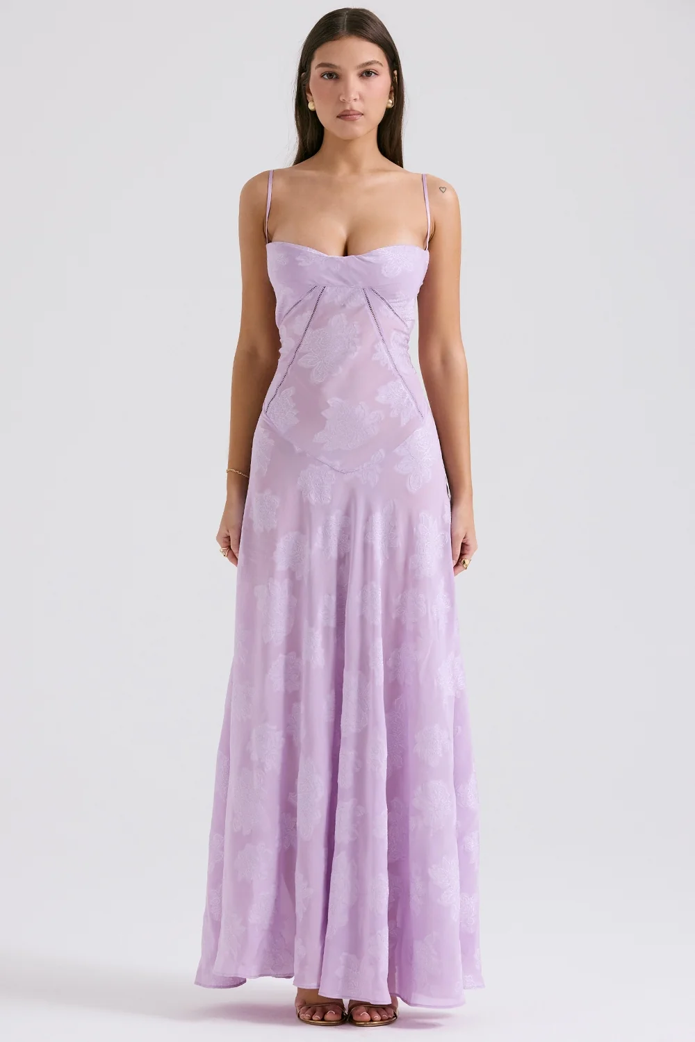 Orchid Floral Lace Back Maxi Dress
