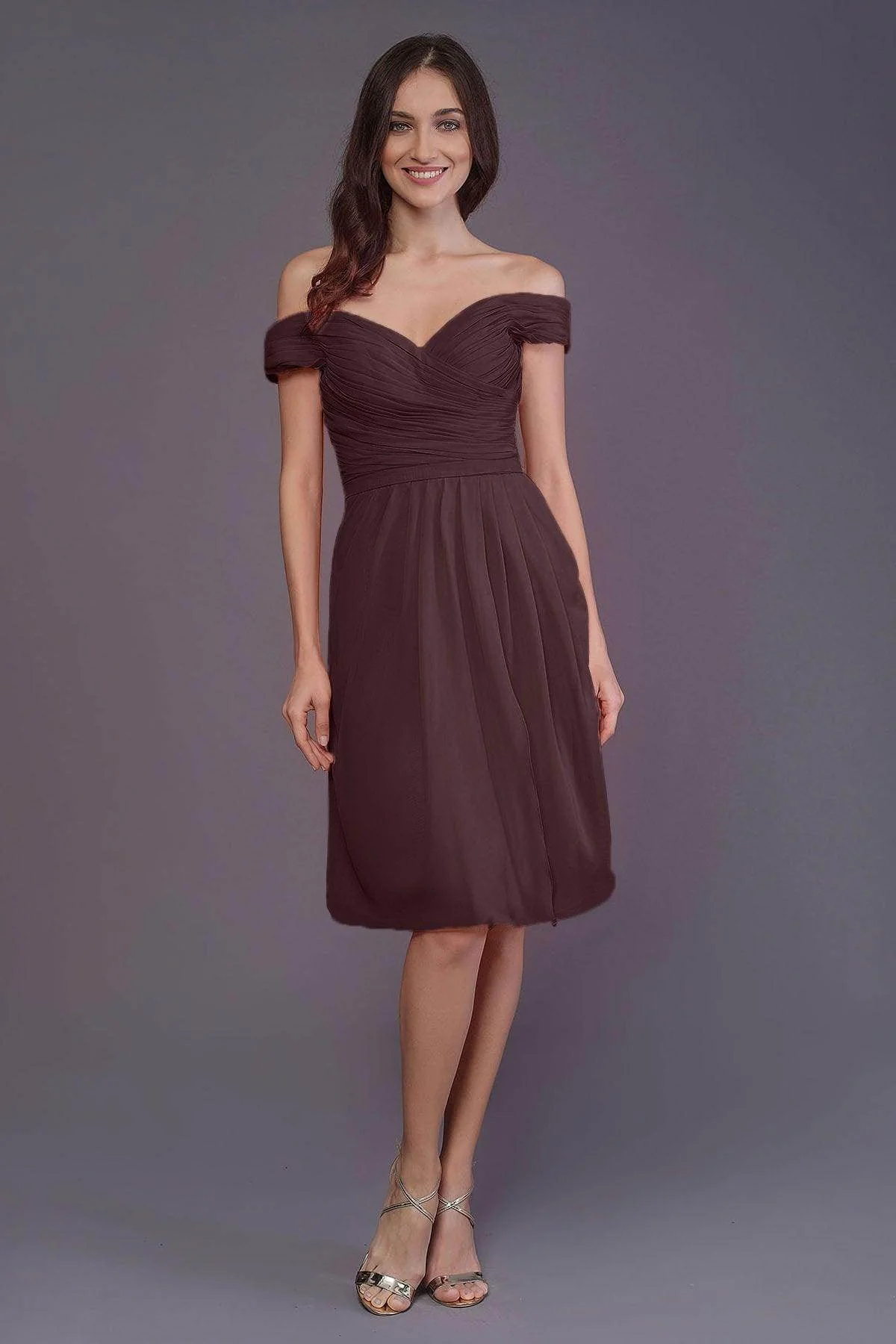 Sheath-Column Knee Length Short Bridesmaid Dress PR3485
