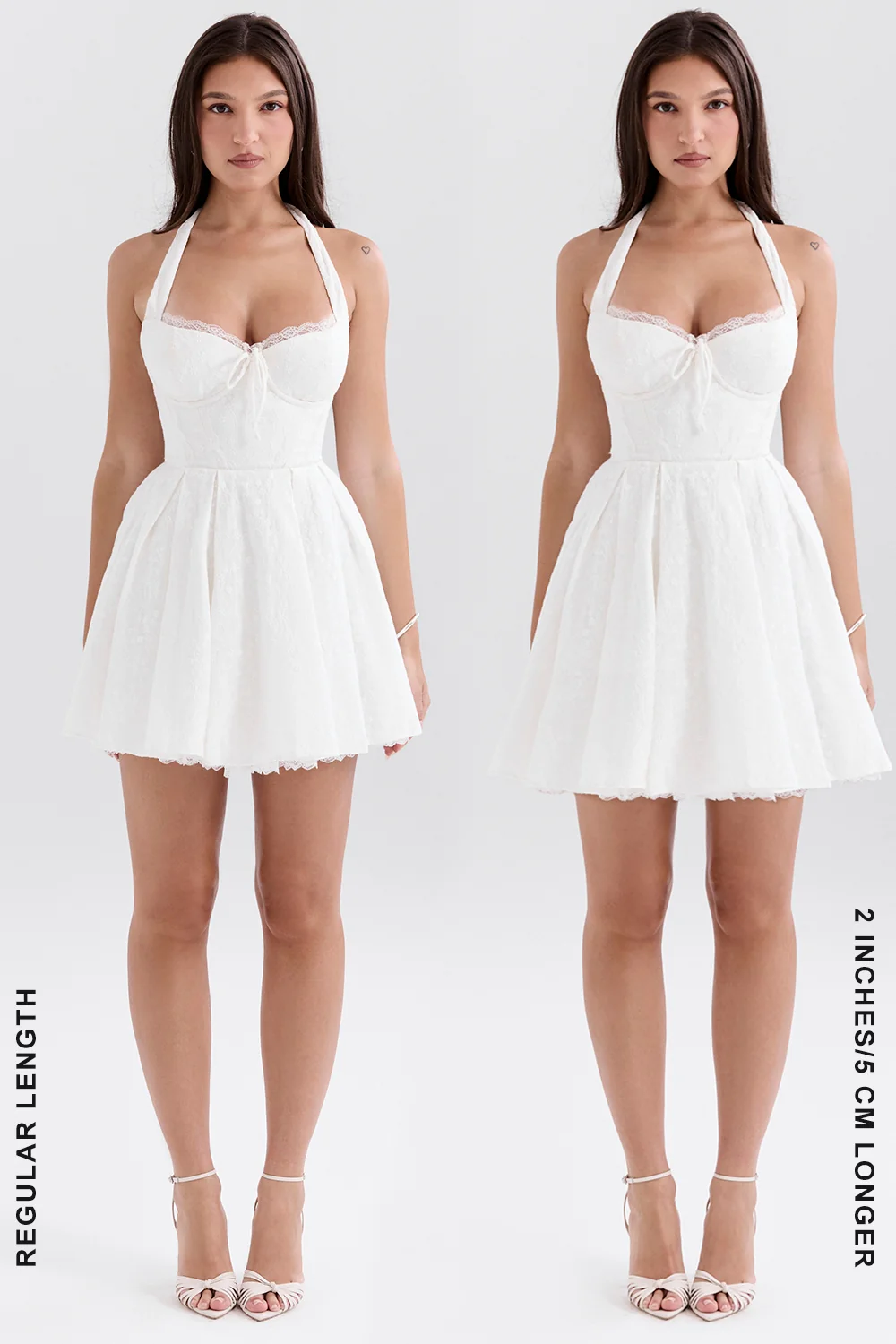 white broderie anglais halter mini dress - luluinthesky