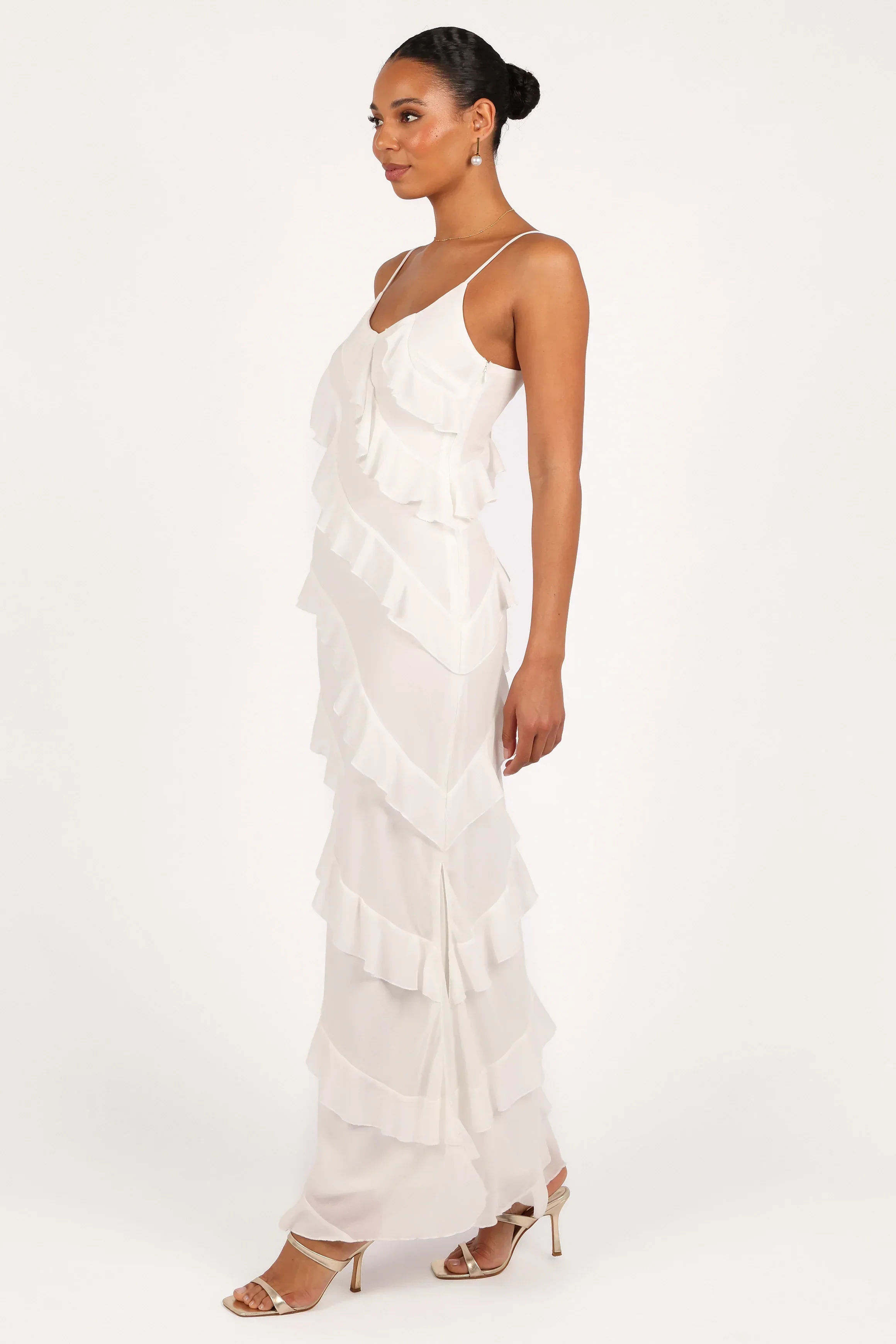 Ciao Ruffles Maxi Dress - Cloud White - luluinthesky