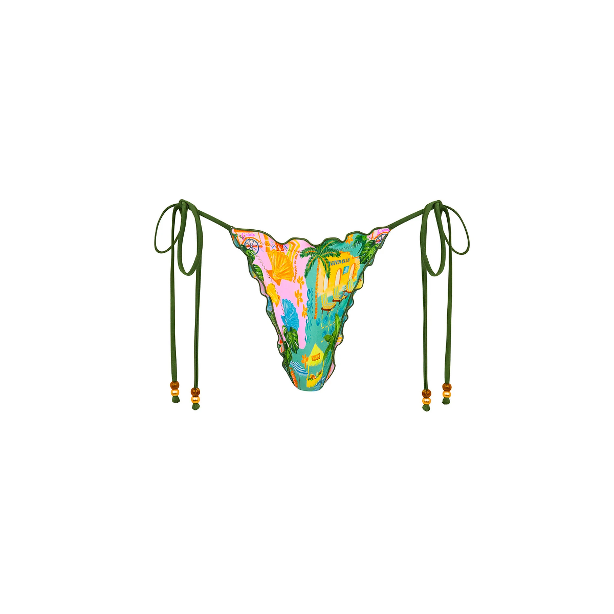 Lettuce Edge Thong Tie Bikini Bottom - Sunlit Spritz