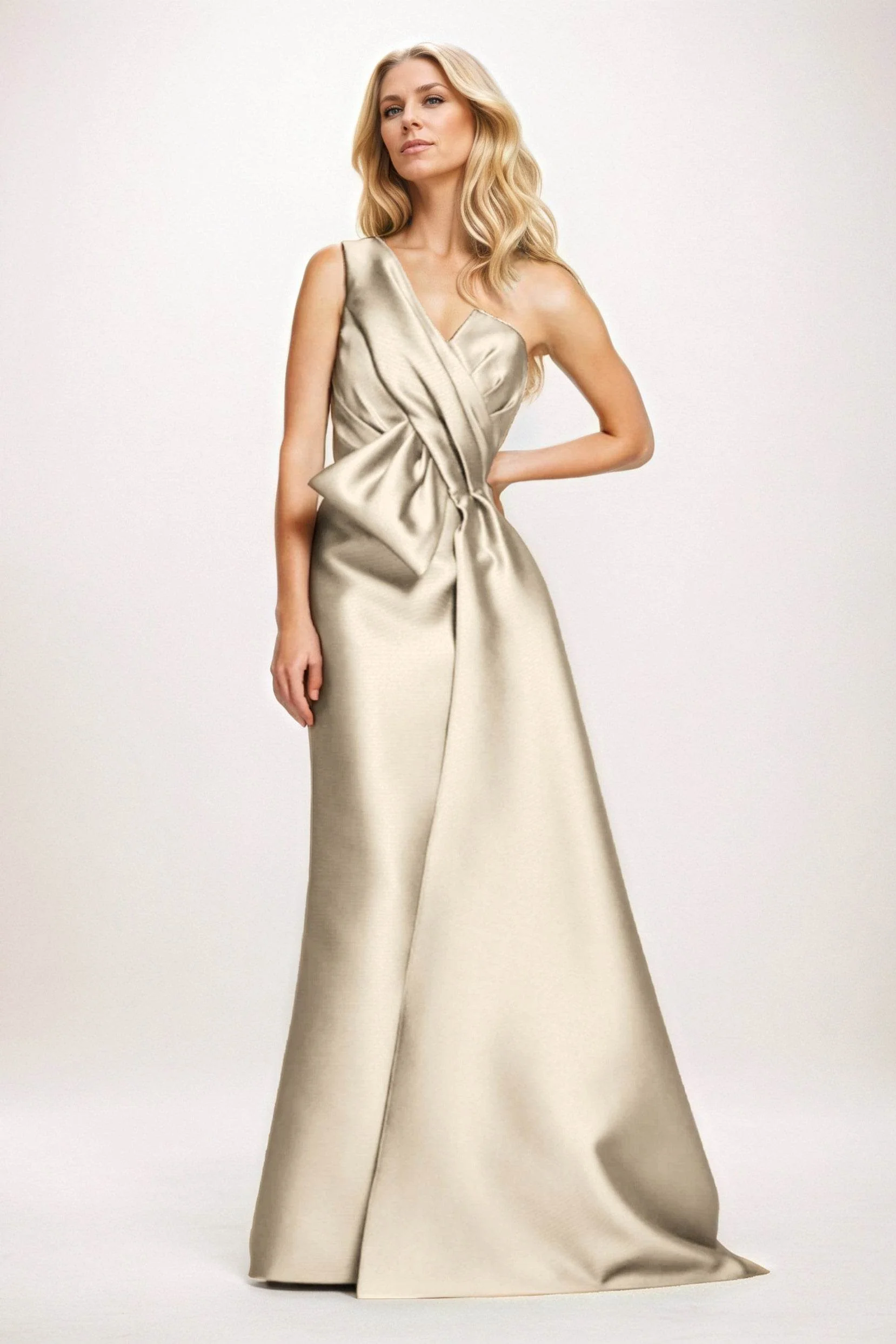 Sheath-Column Maxi Satin Mother of the Bride Dresses CM0410