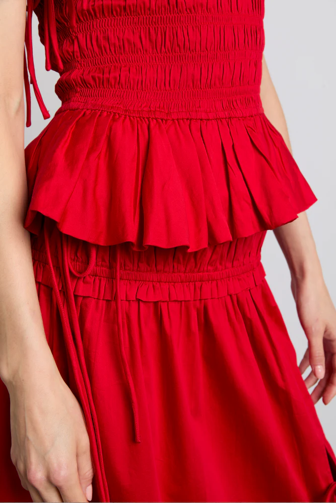 charlotte midi tie detail skirt - cherry - luluinthesky