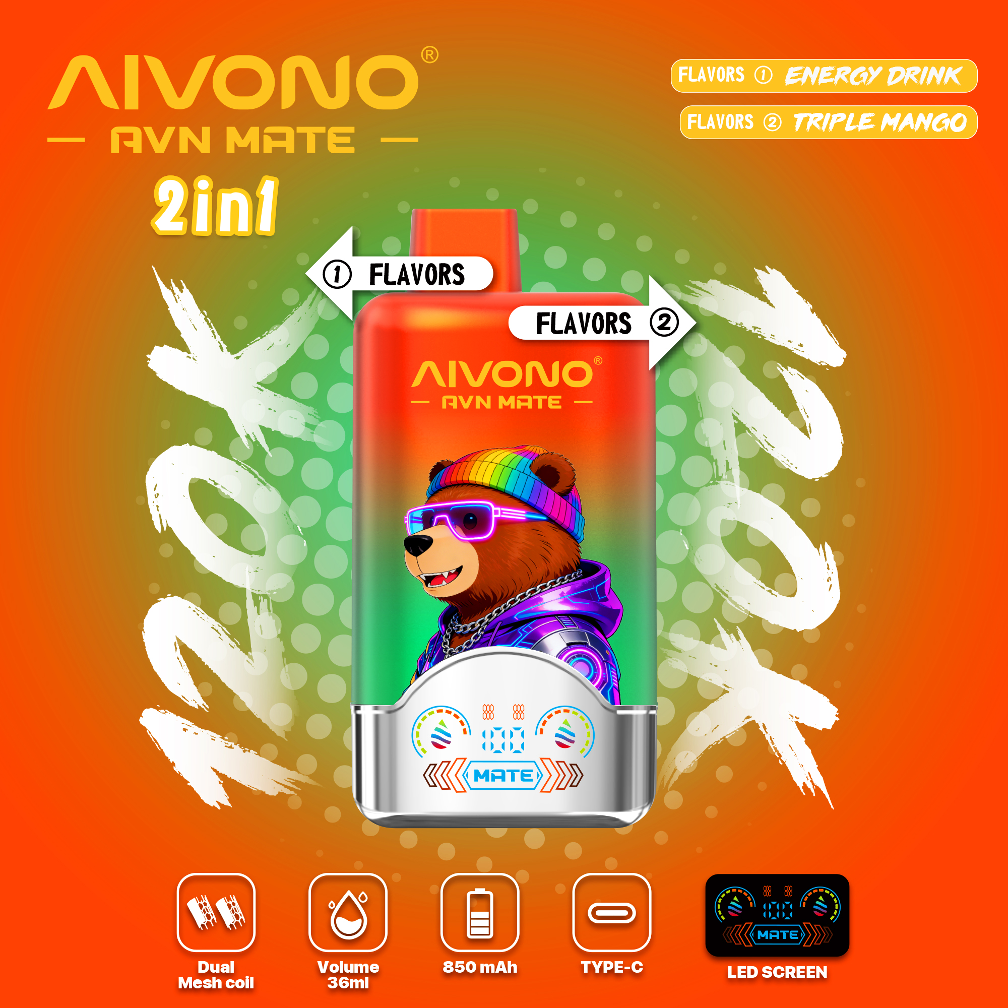 🎉New arrival🎉AIVONO AVN MATE 120000 PUFFS (5 % Nikotingehalt) - aivonoglobal - 600+ flavors - Wholesale pricing -Tracked delivery