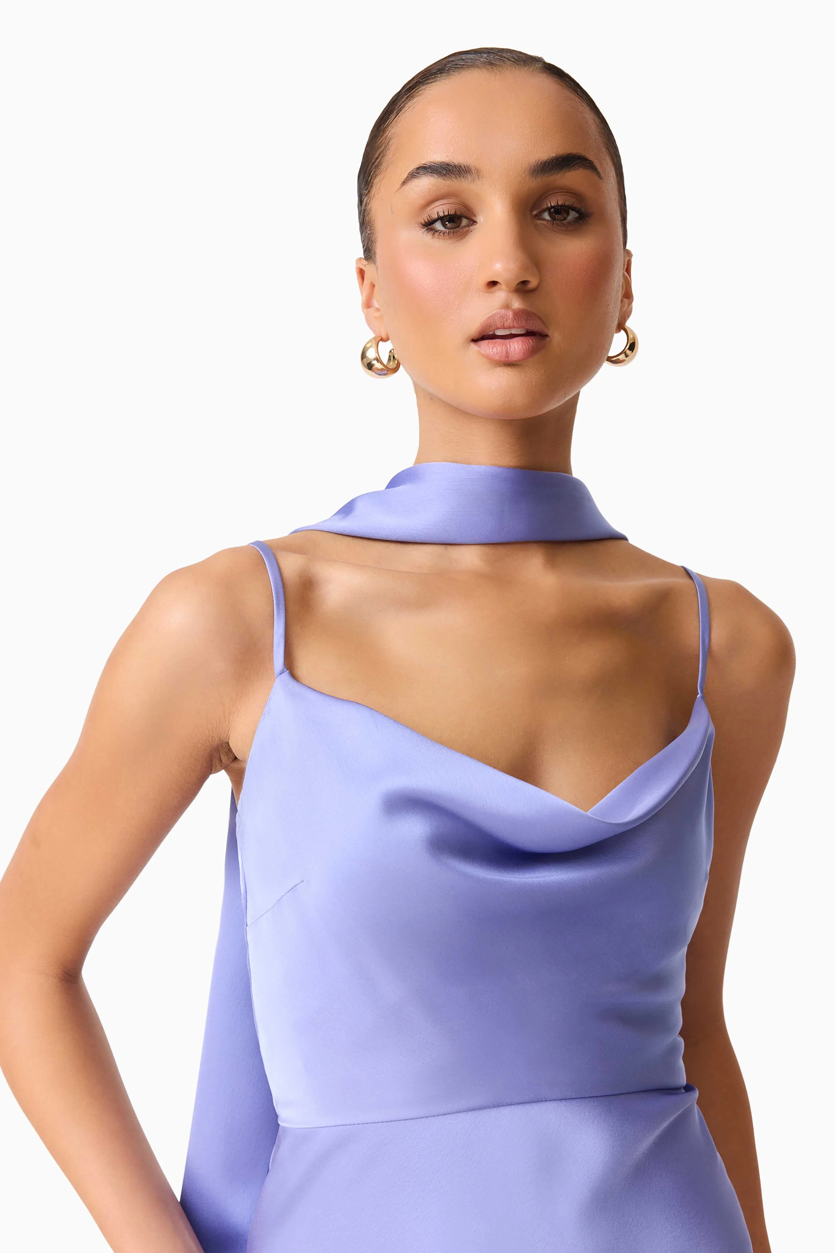 Jacinta Cowl Neck Gown in Blue