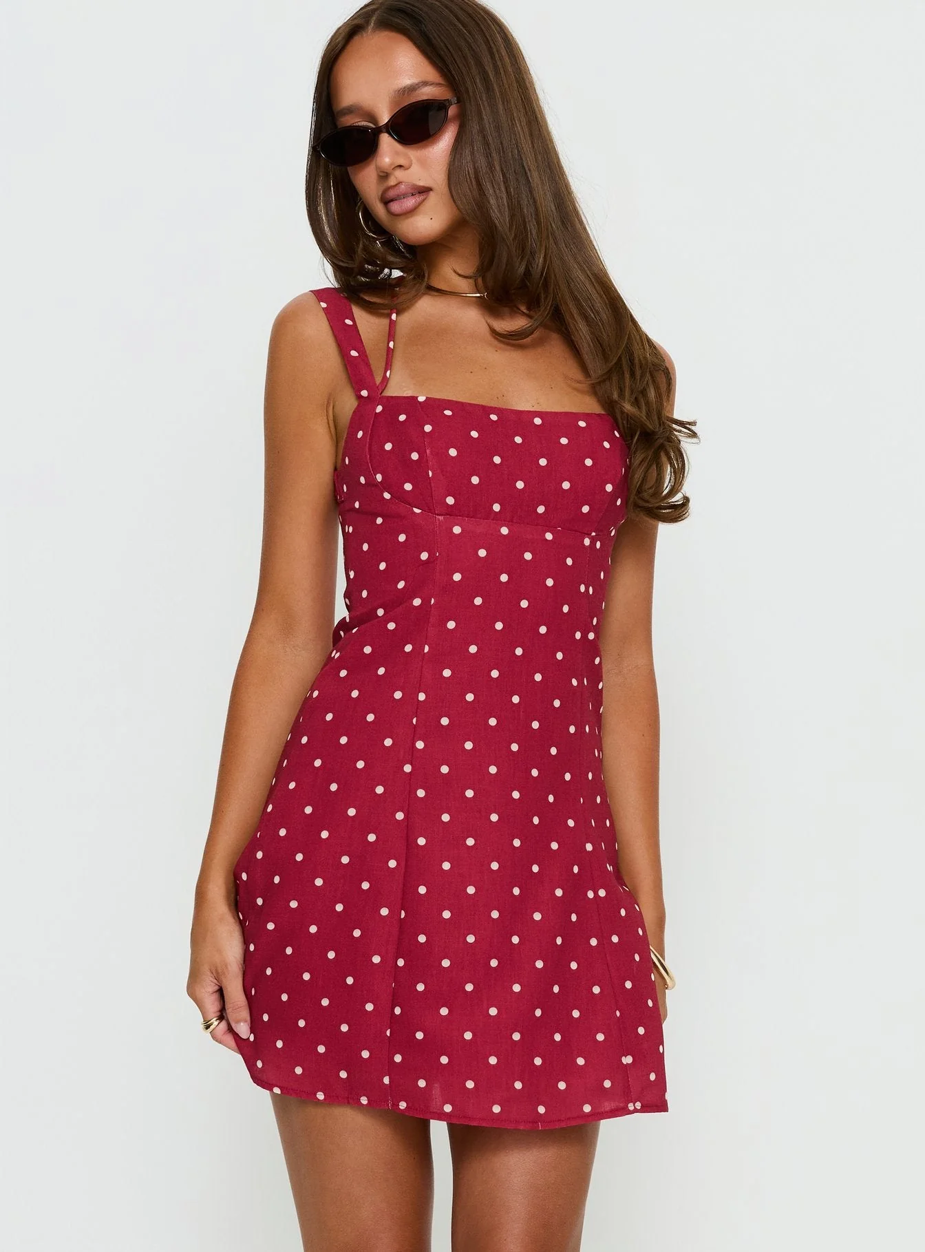 Kourtnae Halter Mini Dress Red Polka Dot