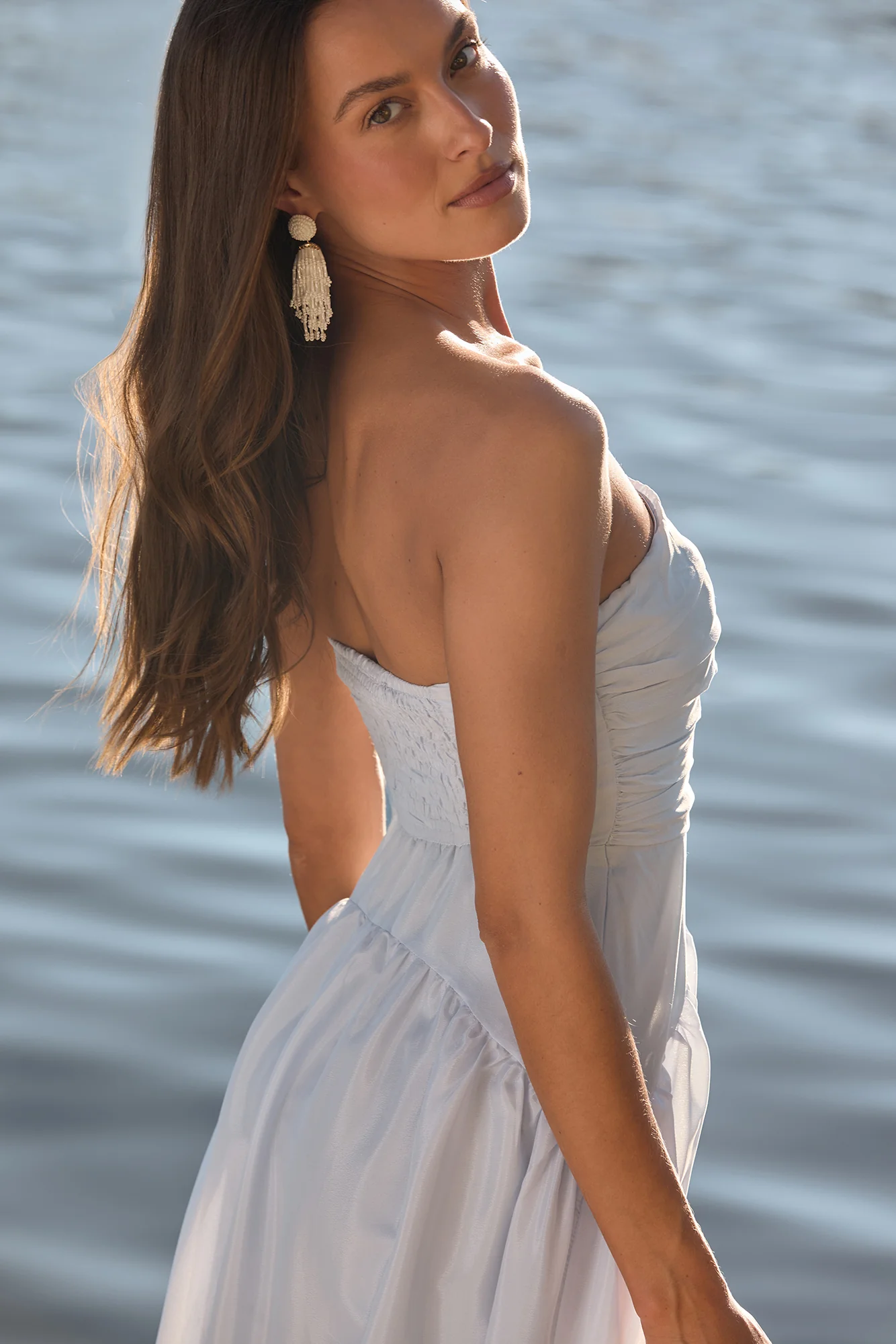 Delicate Dreams Strapless Maxi Dress Light Blue - luluinthesky