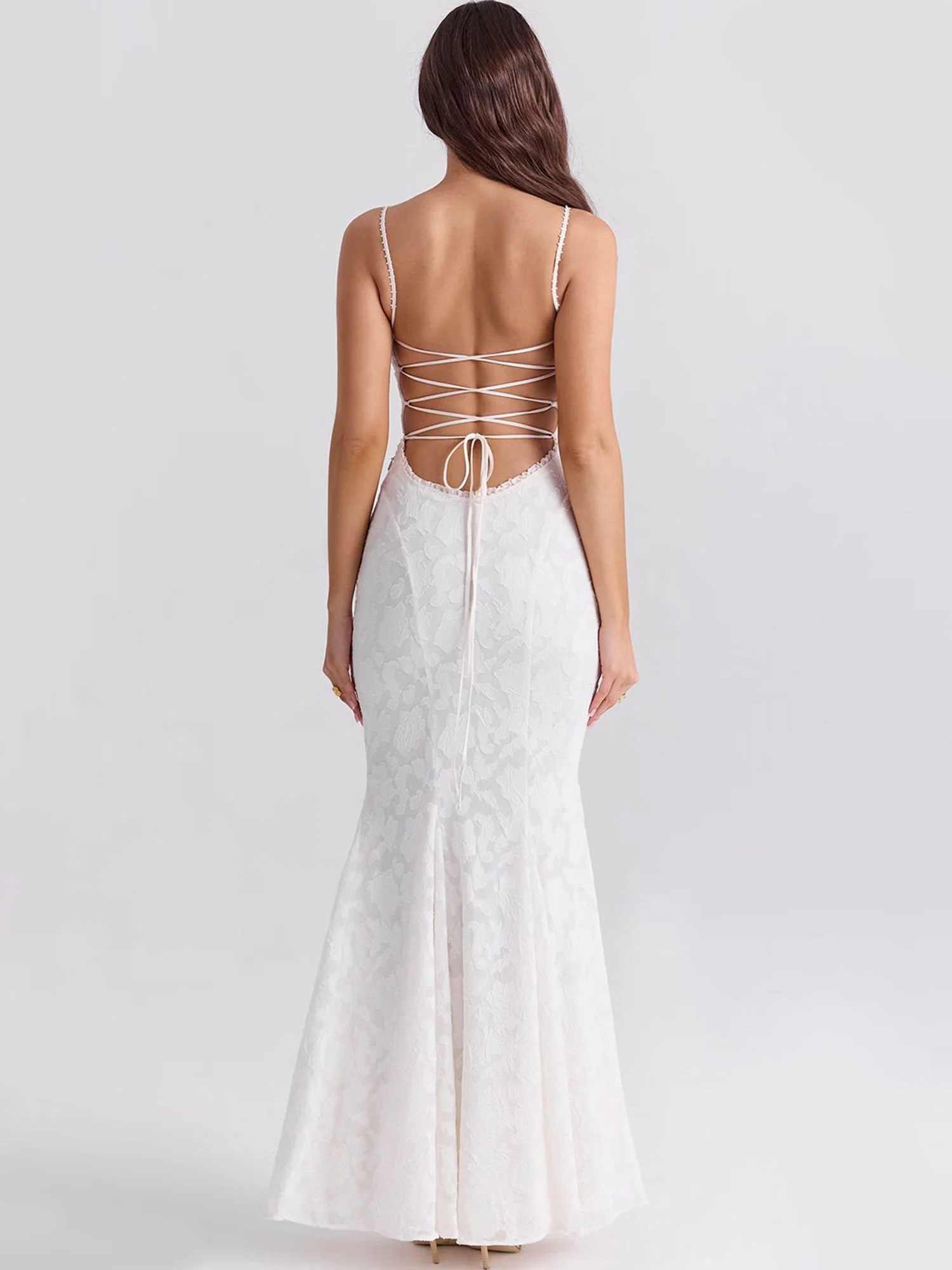 Elegant Lace Fit-and-Flare Maxi Dress