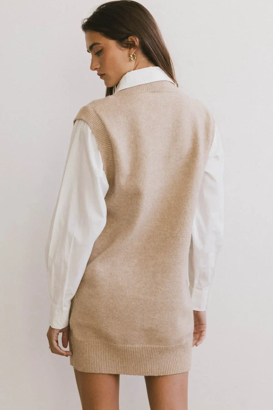 Dottie Mini Dress in Beige
