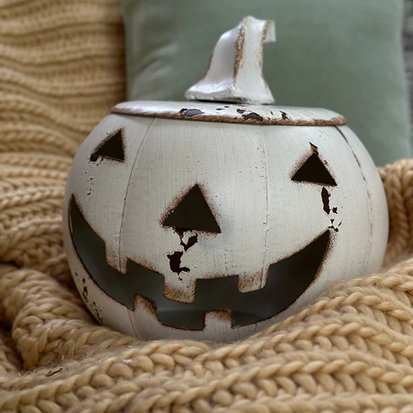 Huge Chippy Metal Jack O Lanterns, Set of Three