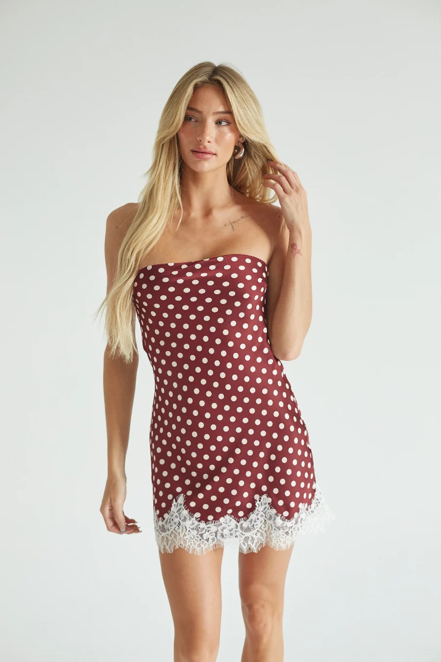 Cecilie Polka Dot Lace Mini Dress