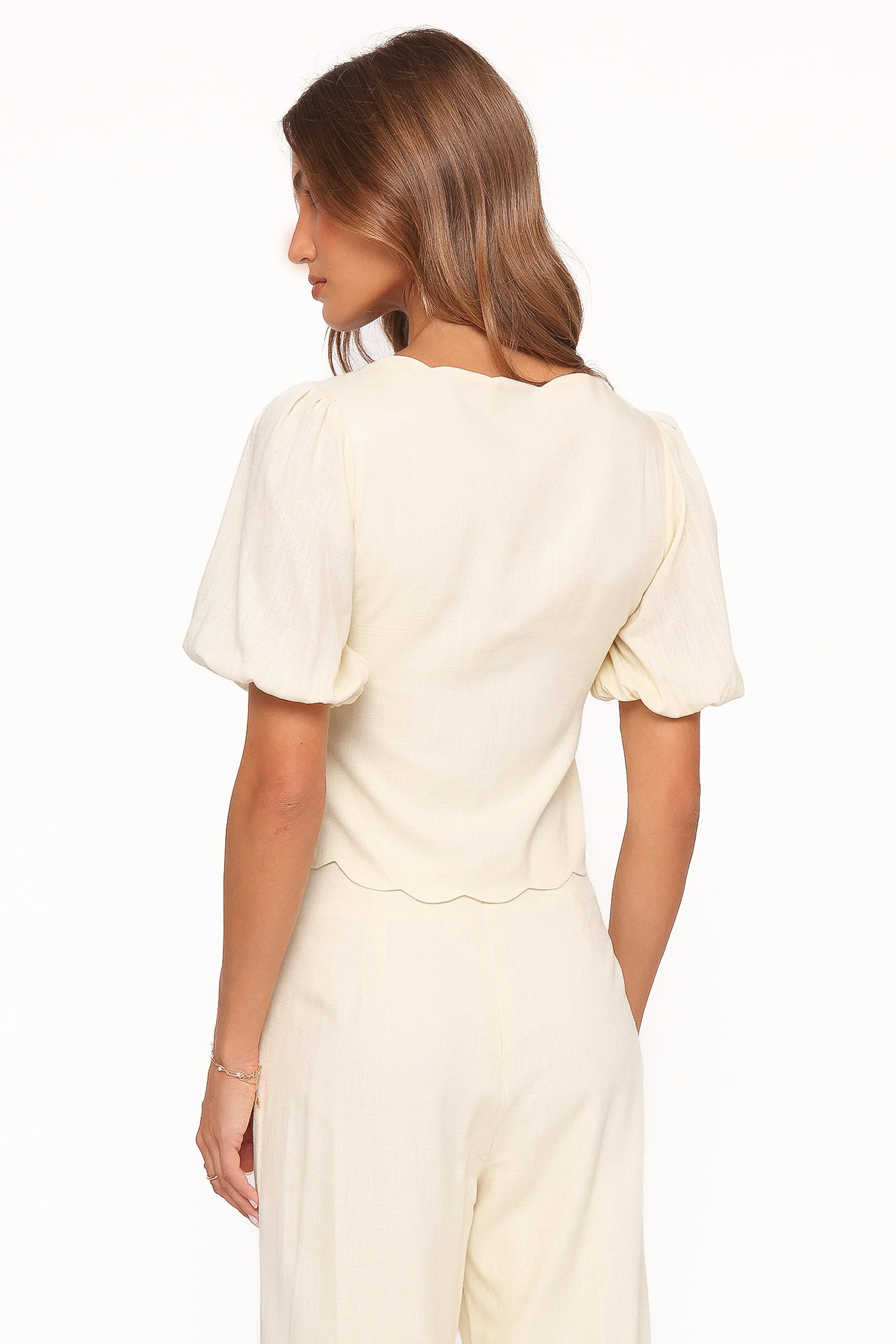 Jensen Scallop Hem Top - Butter Yellow