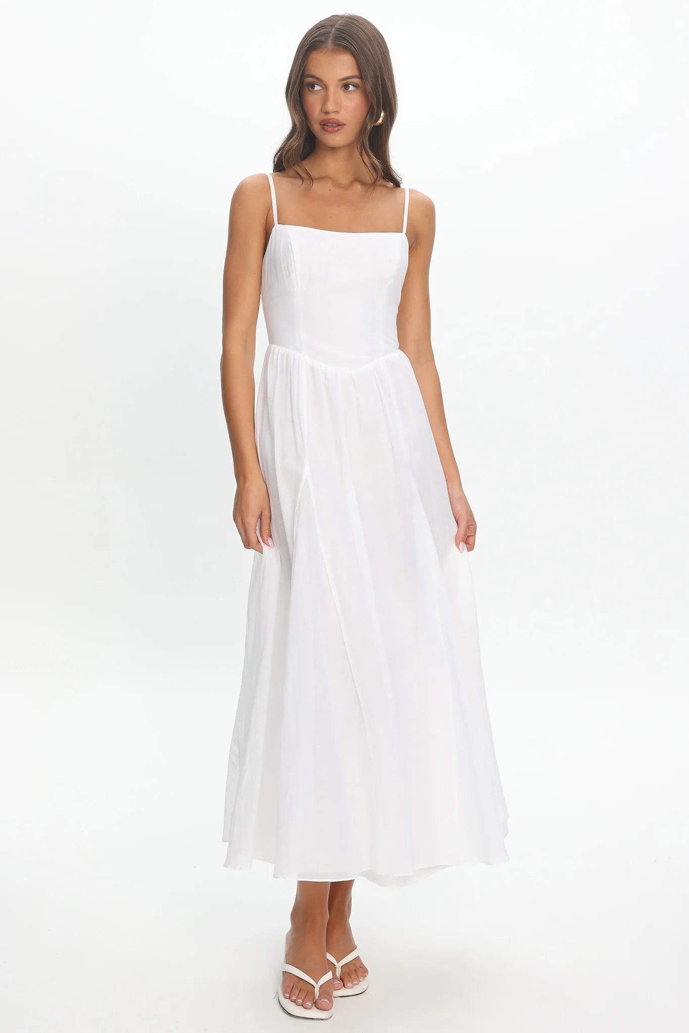 Dulce Scoop Neck Midi Dress White