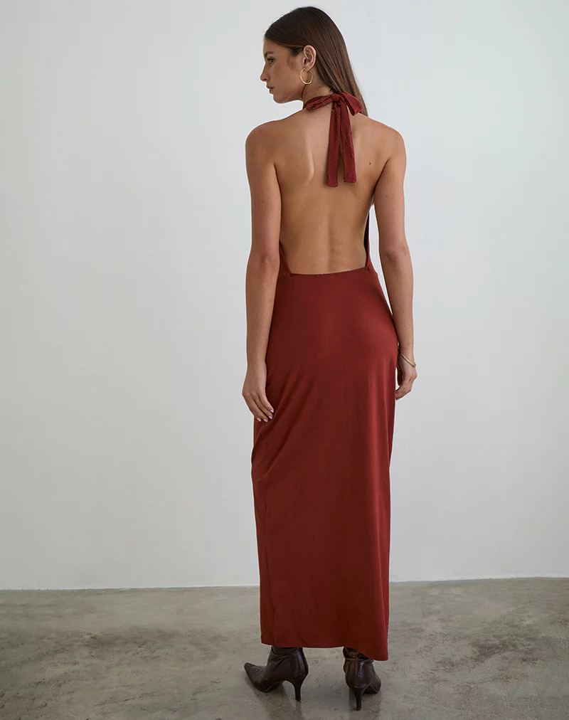 Viorela Maxi Dress in Jersey Fired Brick