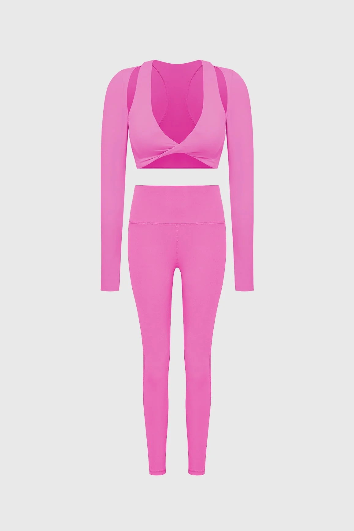 Twist-Front Shoulder Cut Crop Top & High-waist Training Legging