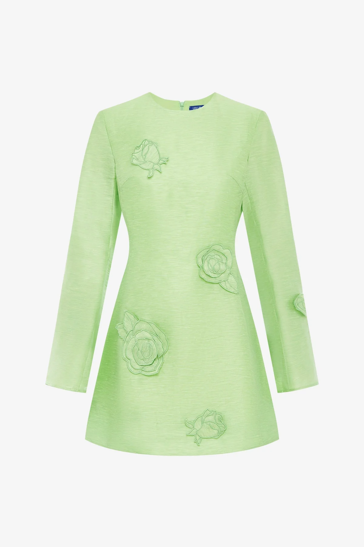 Suzanne Appliqué Long Sleeve Mini Dress - Juniper Green