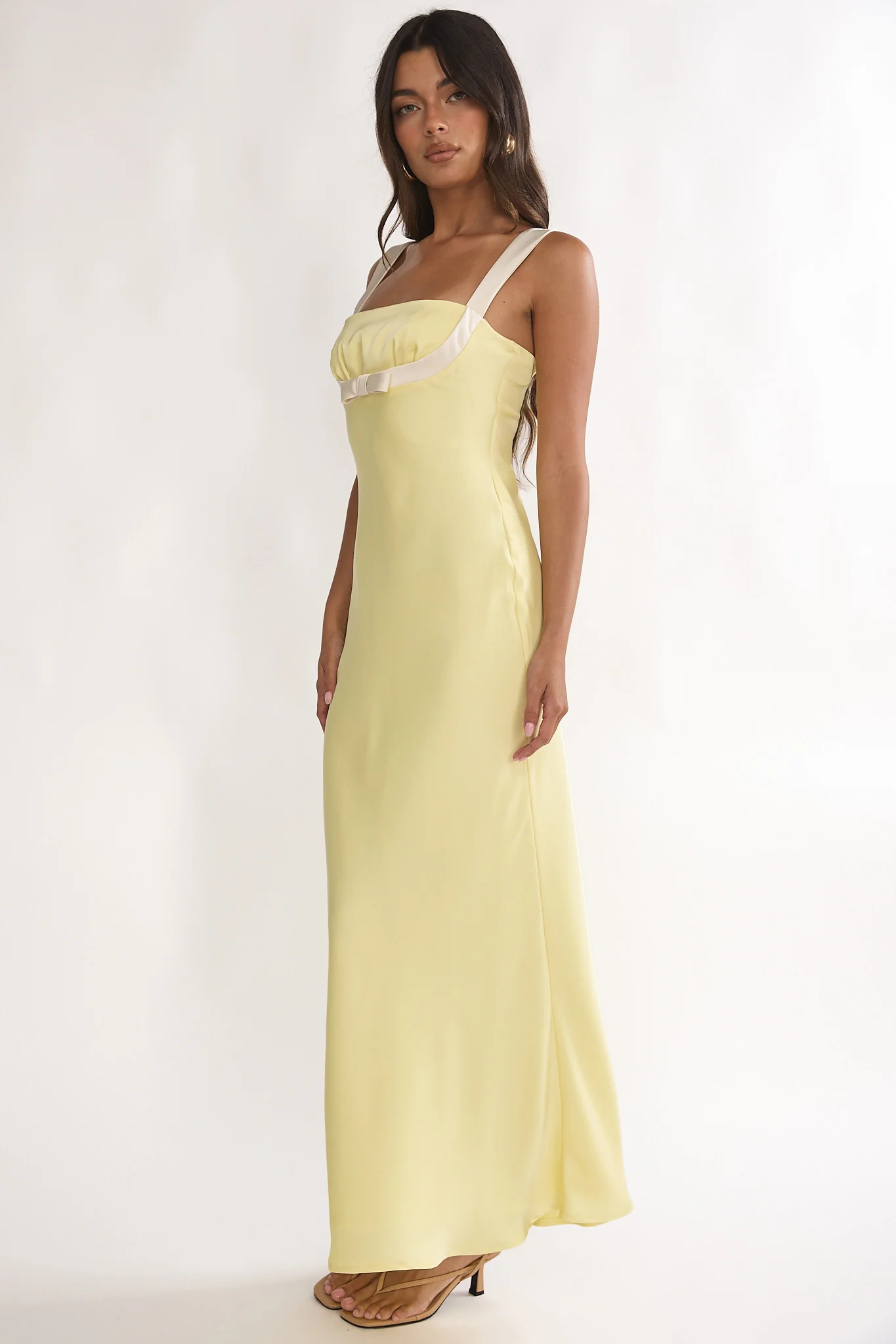 Elowra Bow Bust Maxi Dress Butter - luluinthesky