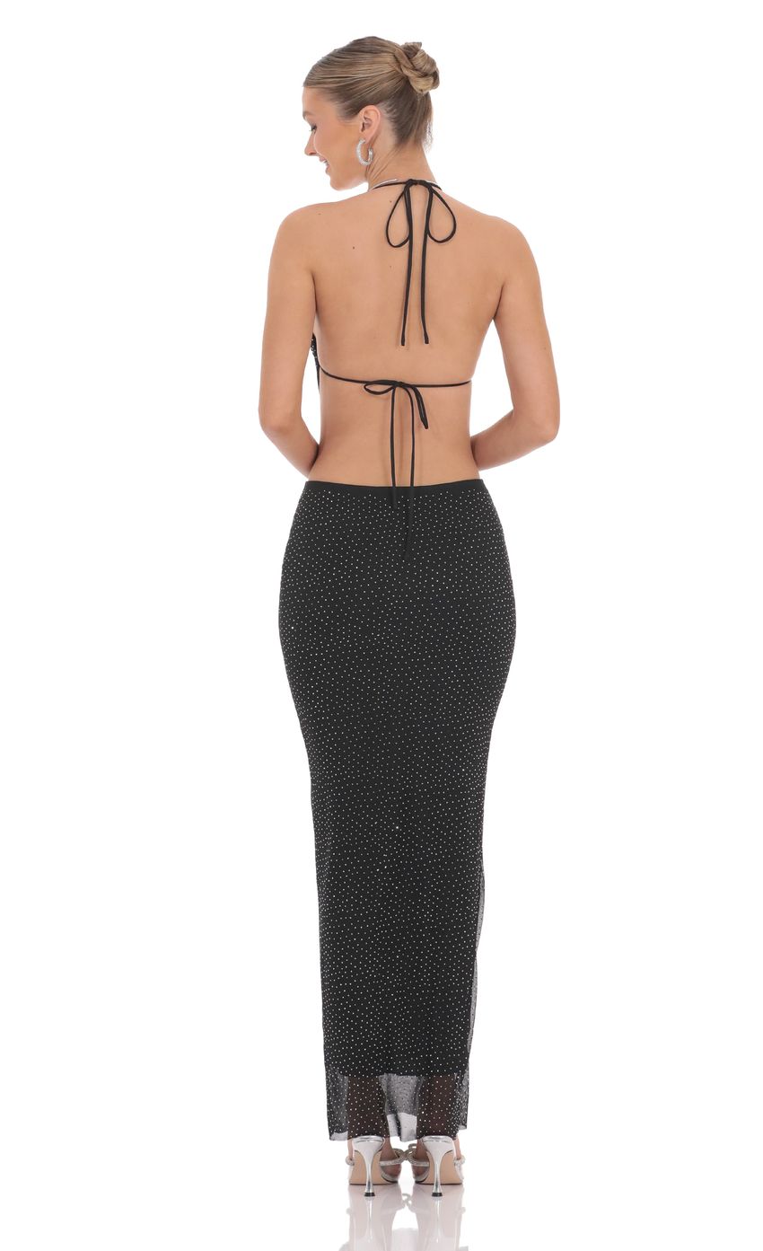 Draped Rhinestone Two Piece Set in Black