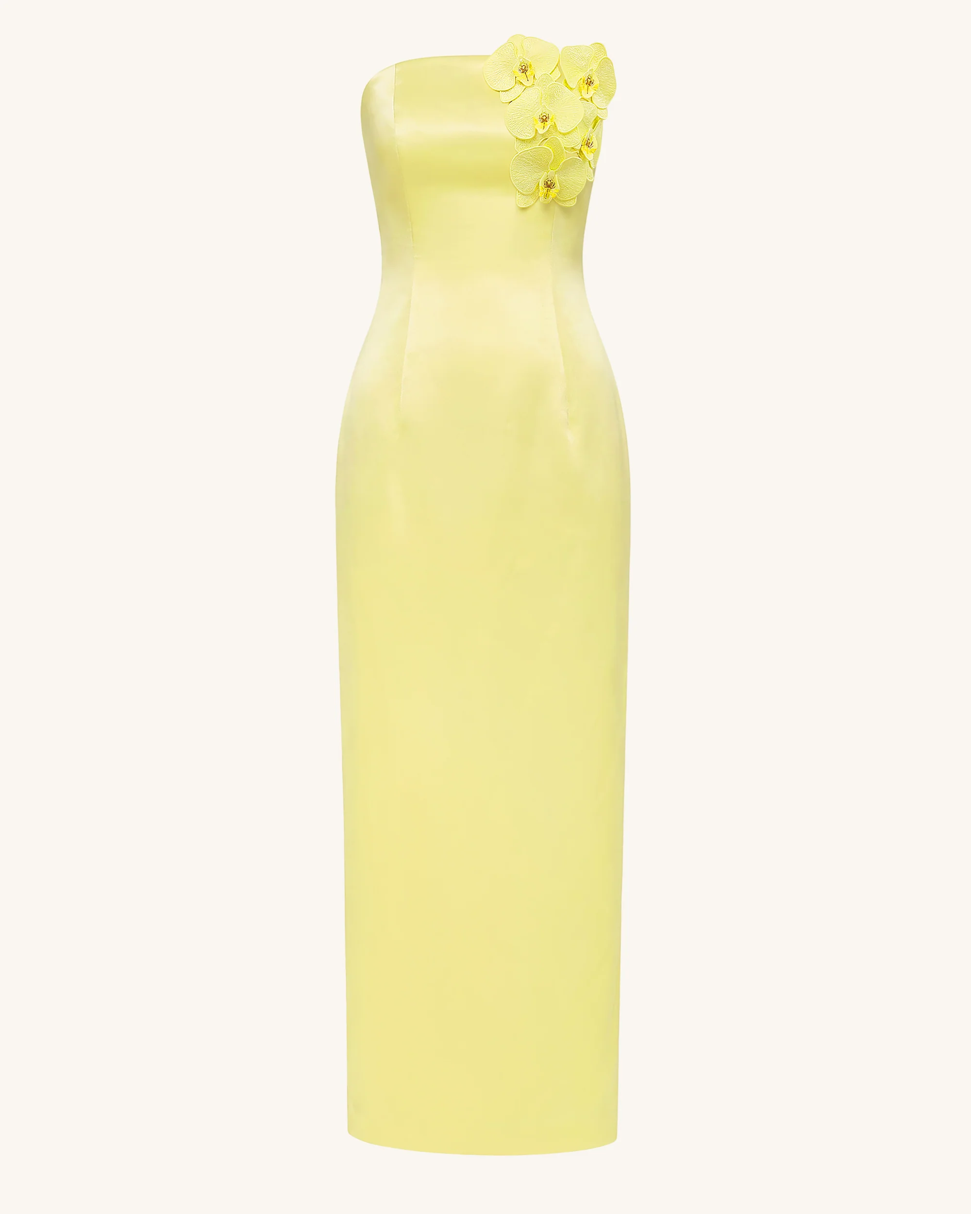 Orchid Embellished Strapless Maxi Dress - Yellow - FASHION NOB