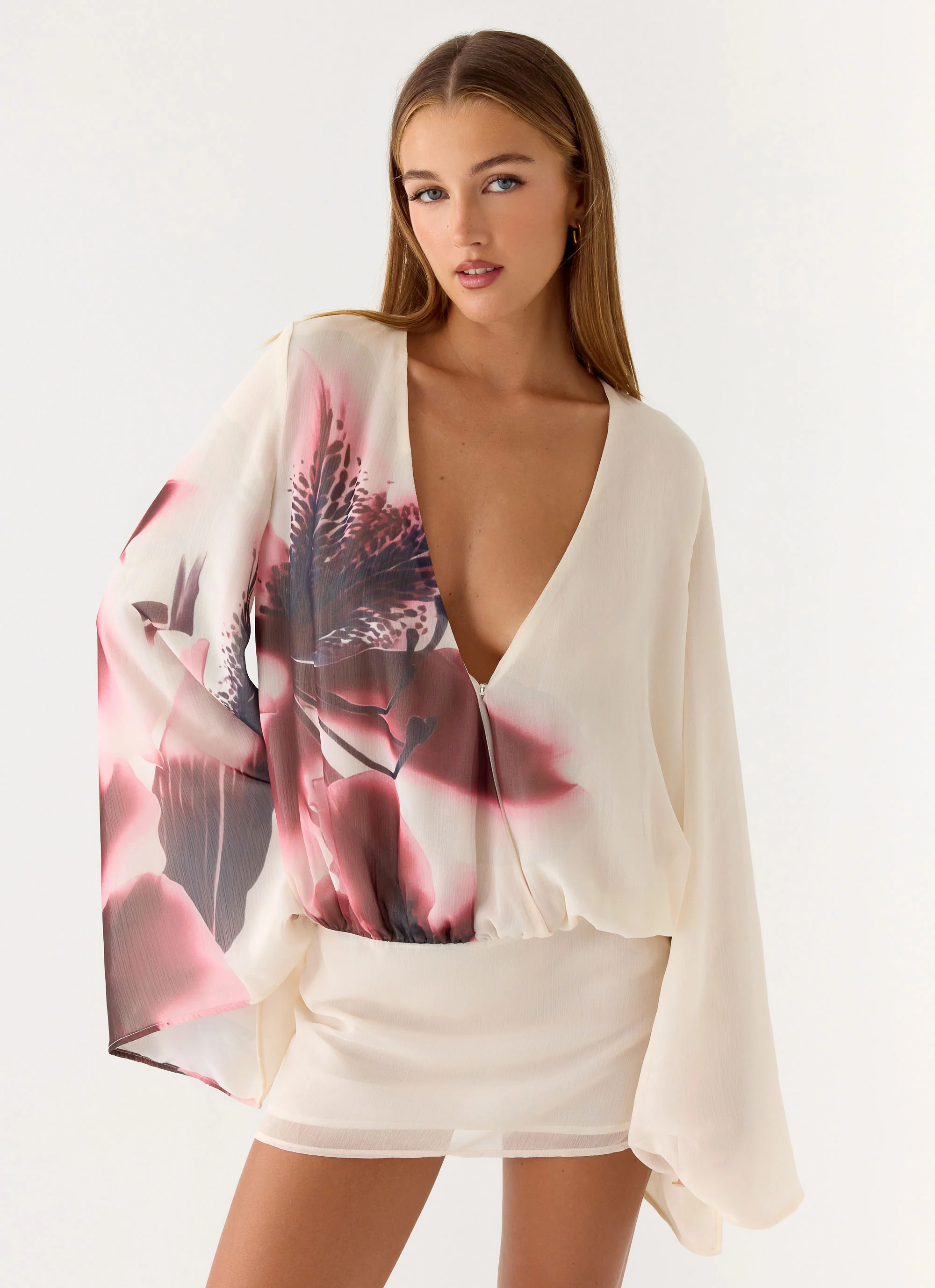 Junia Long Sleeve Mini Dress - Velvet Bloom