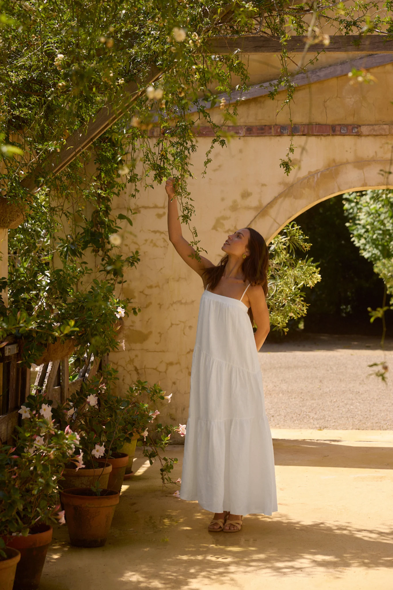 Liliana 100% Linen Maxi Dress White - luluinthesky