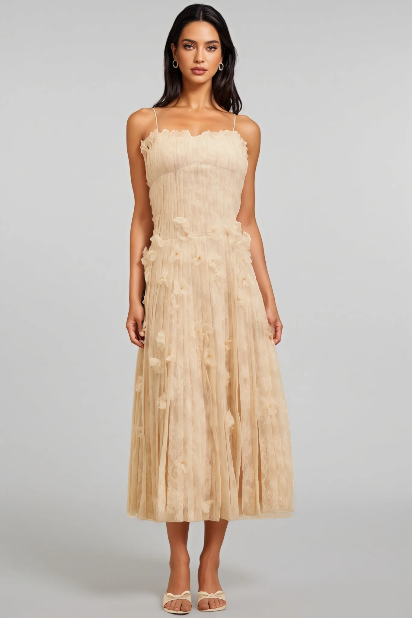 Urikd 3D Flower Strapless Maxi Dress