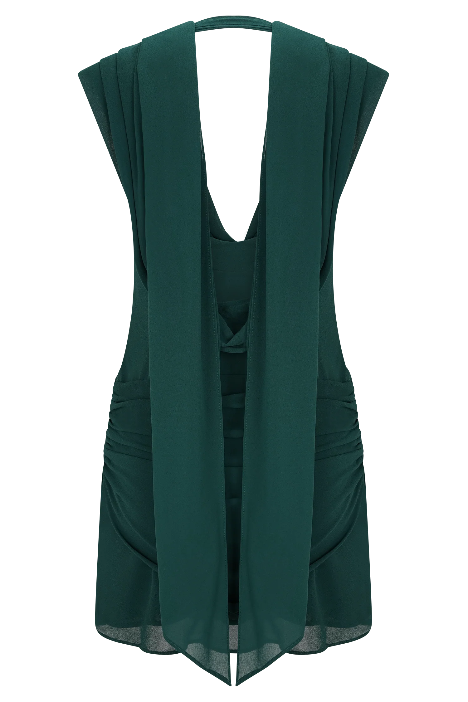 Giulia Chiffon Draped Mini Dress - Dark Emerald