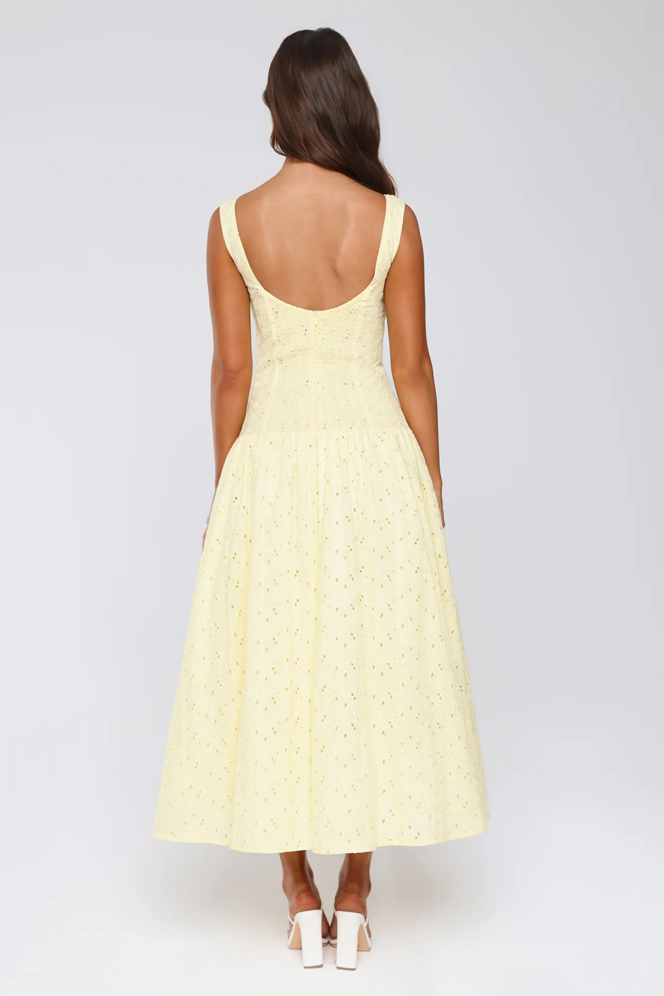 Romance Stitched Embroidered Maxi Dress Lemon - luluinthesky