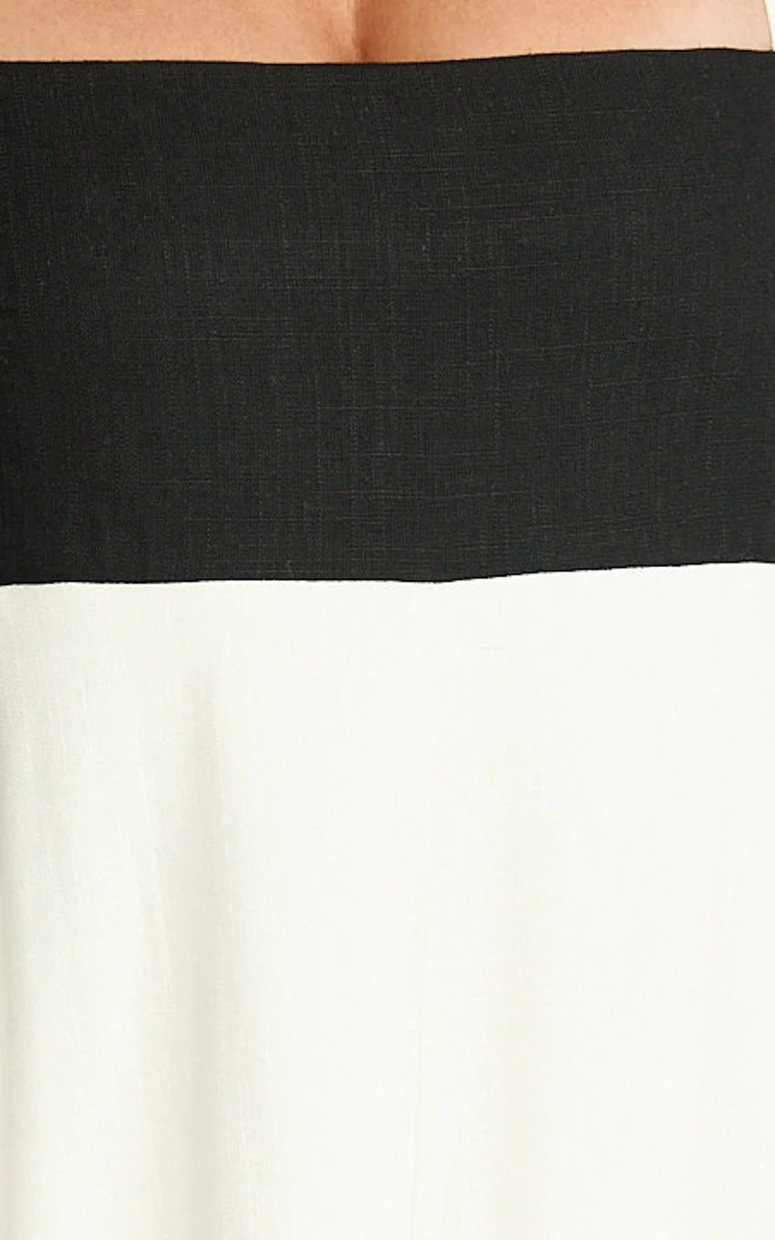 Katrien Maxi Dress - Strappy Empire Waist Flare Dress in Black & White - luluinthesky