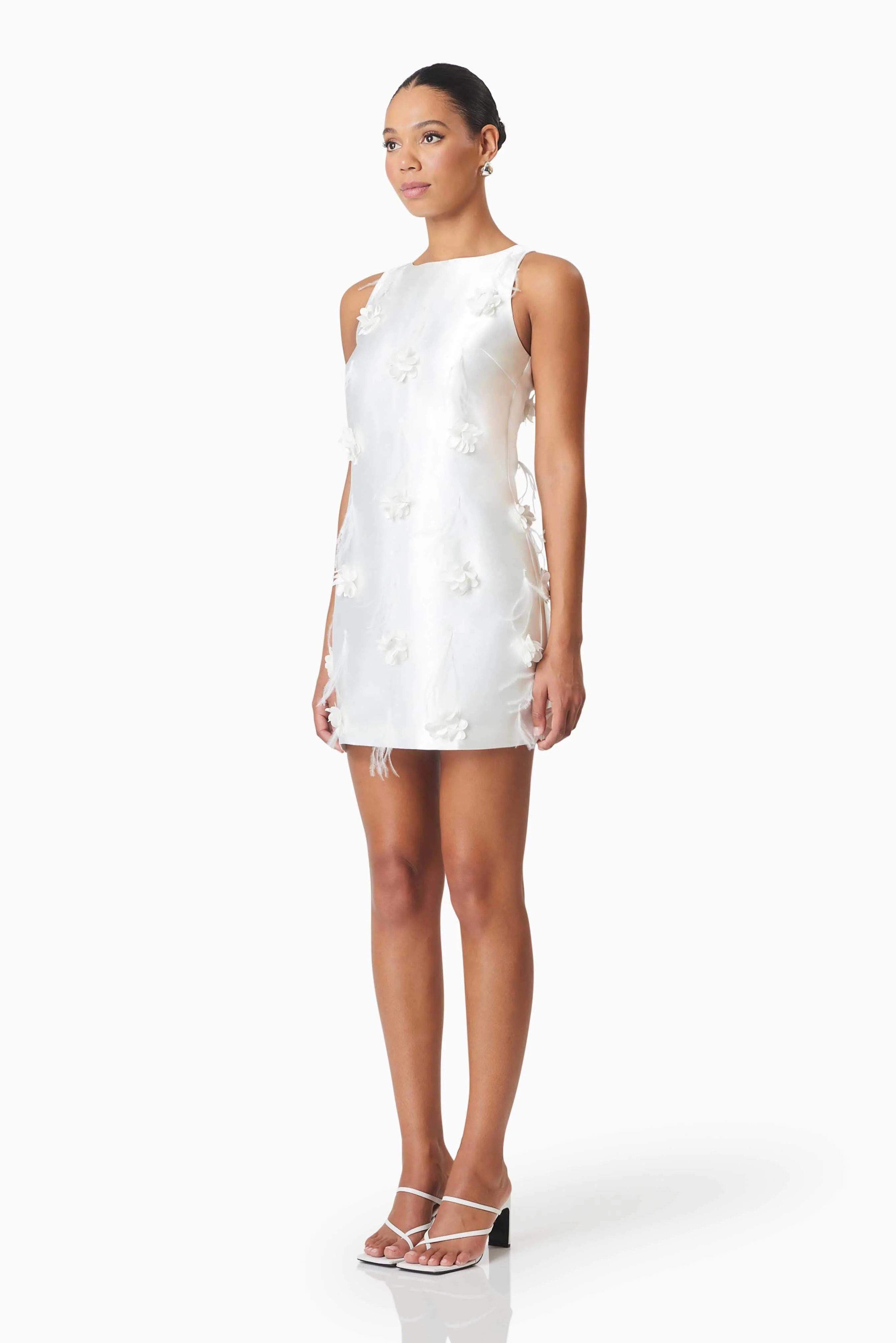 Lunaria Satin Mini Dress In White