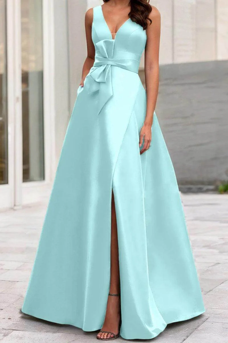 A Line V Neck Sleeveless Mother Of The Bride Dresses CM0341