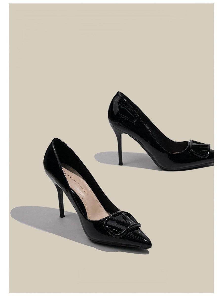 Faux Leather Pointy Stiletto Heels 726578630201