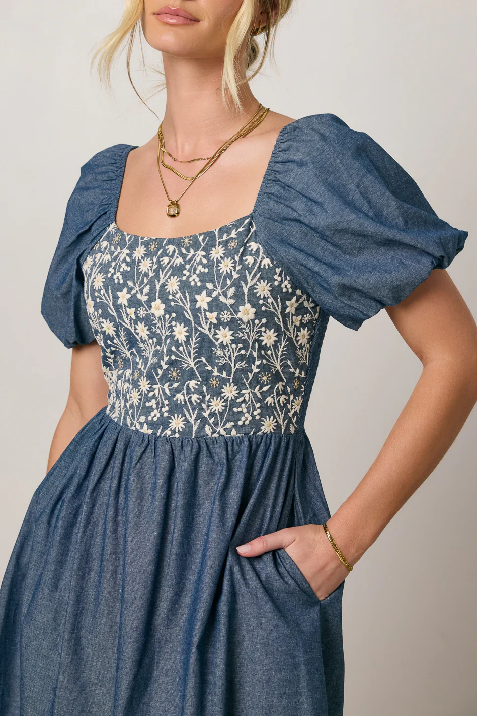 Tesalina Denim Midi Dress